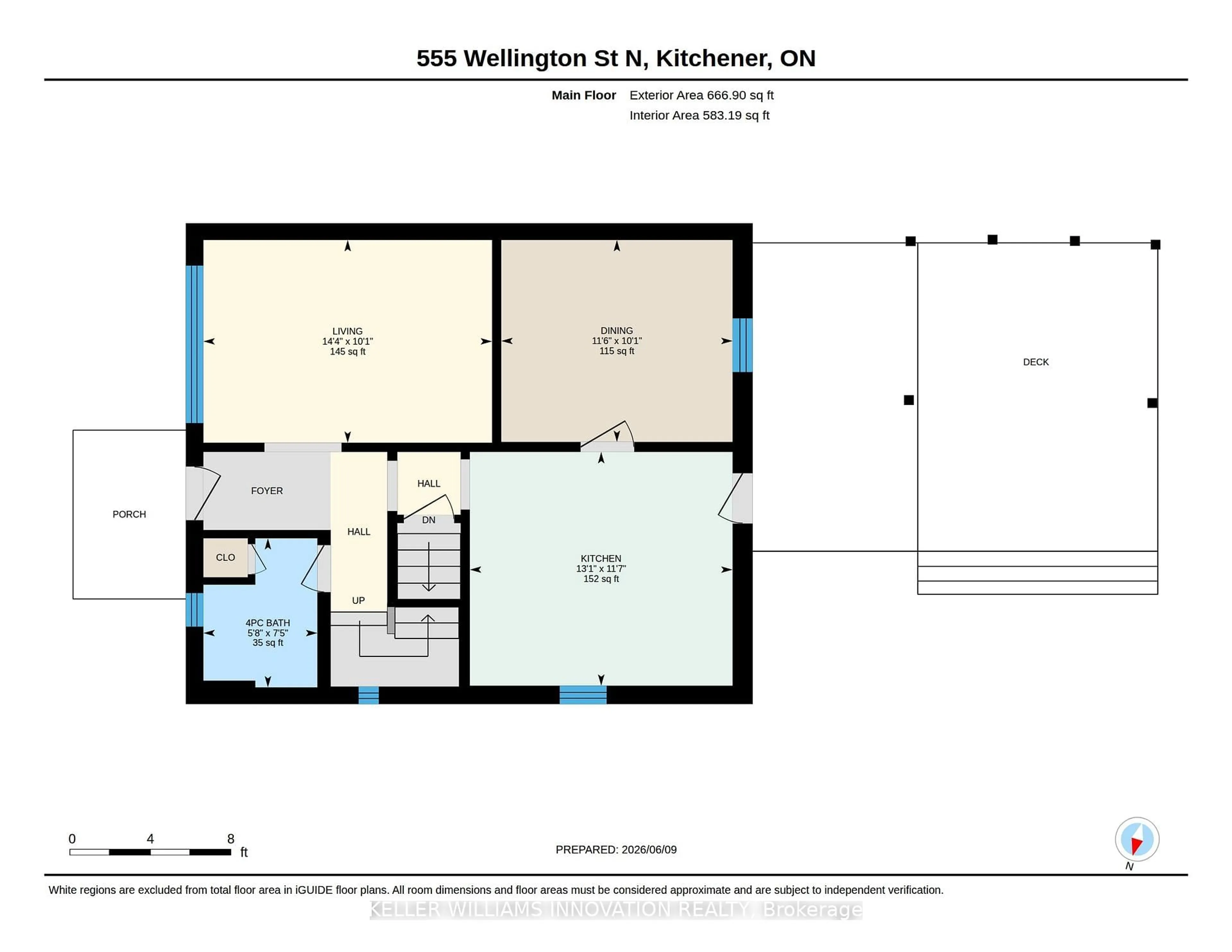 Floor plan for 555 Wellington St, Kitchener Ontario N2H 5L6