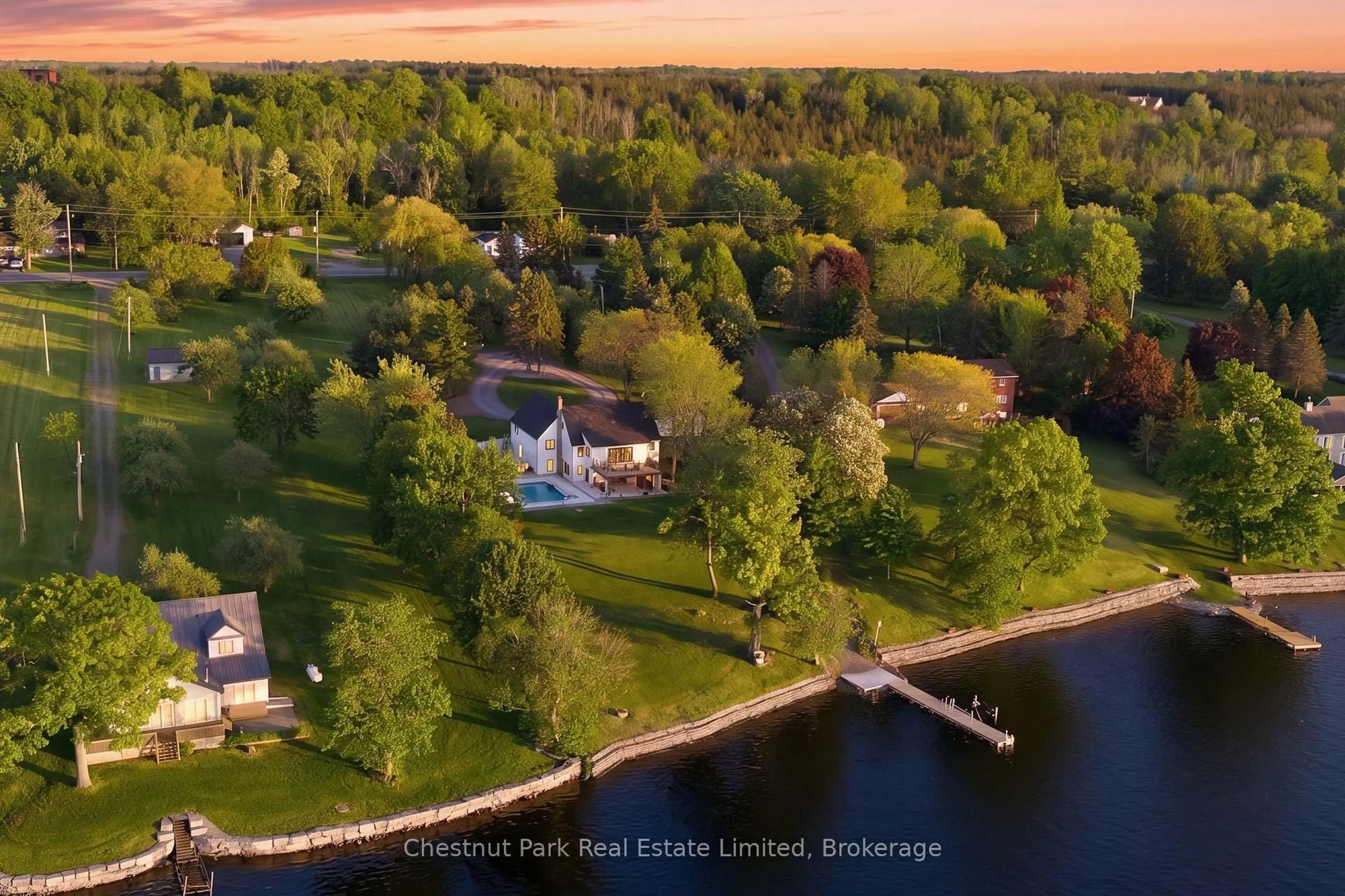 A pic from outside/outdoor area/front of a property/back of a property/a pic from drone, water/lake/river/ocean view for 1424 County Rd 3, Prince Edward County Ontario K0K 1L0