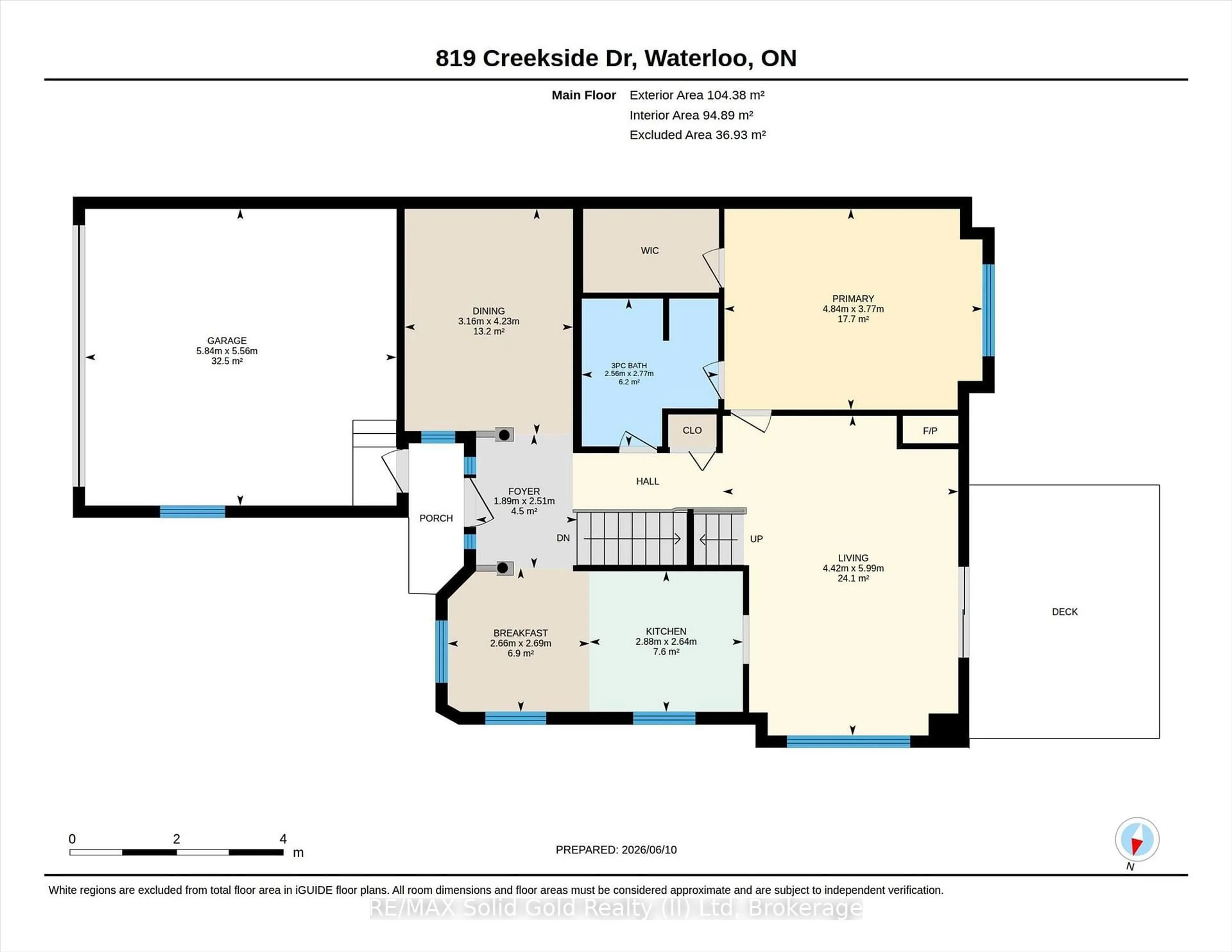 Floor plan for 819 Creekside Dr, Waterloo Ontario N2V 2S6