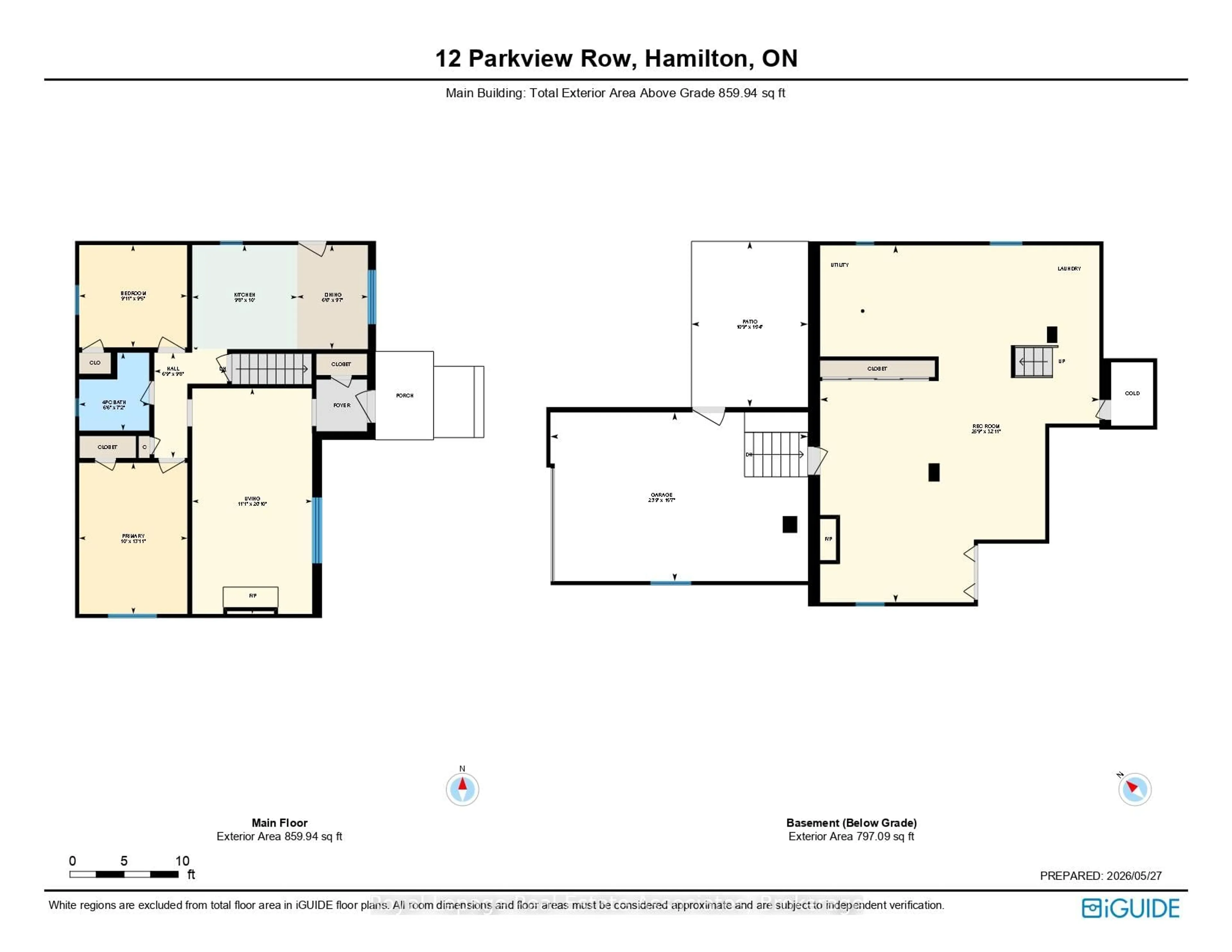 Floor plan for 12 Parkview Row, Hamilton Ontario L9H 2R9