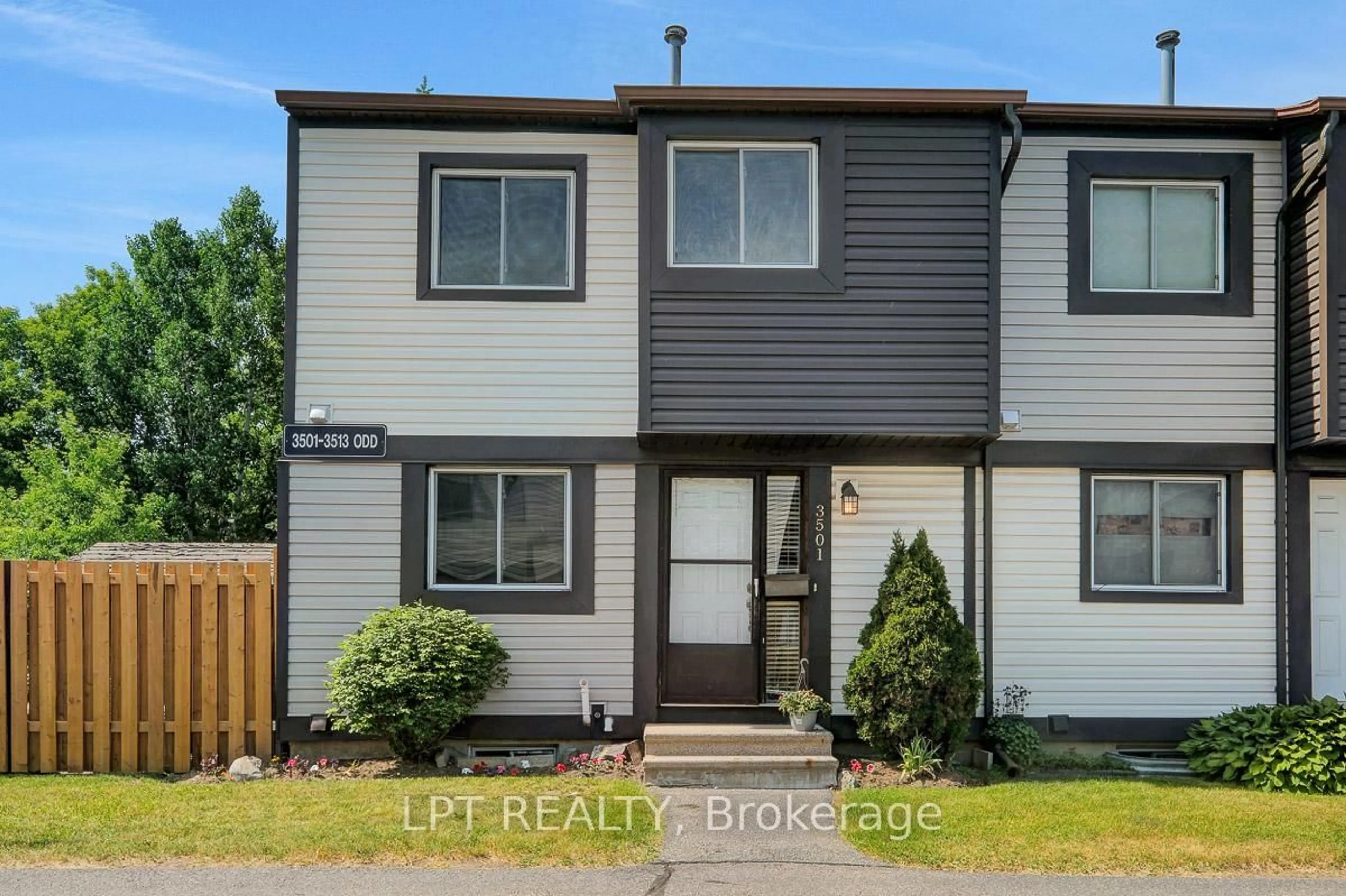 Home with vinyl exterior material, street for 3501 Aladdin Lane #1, Ottawa Ontario K1T 1E1