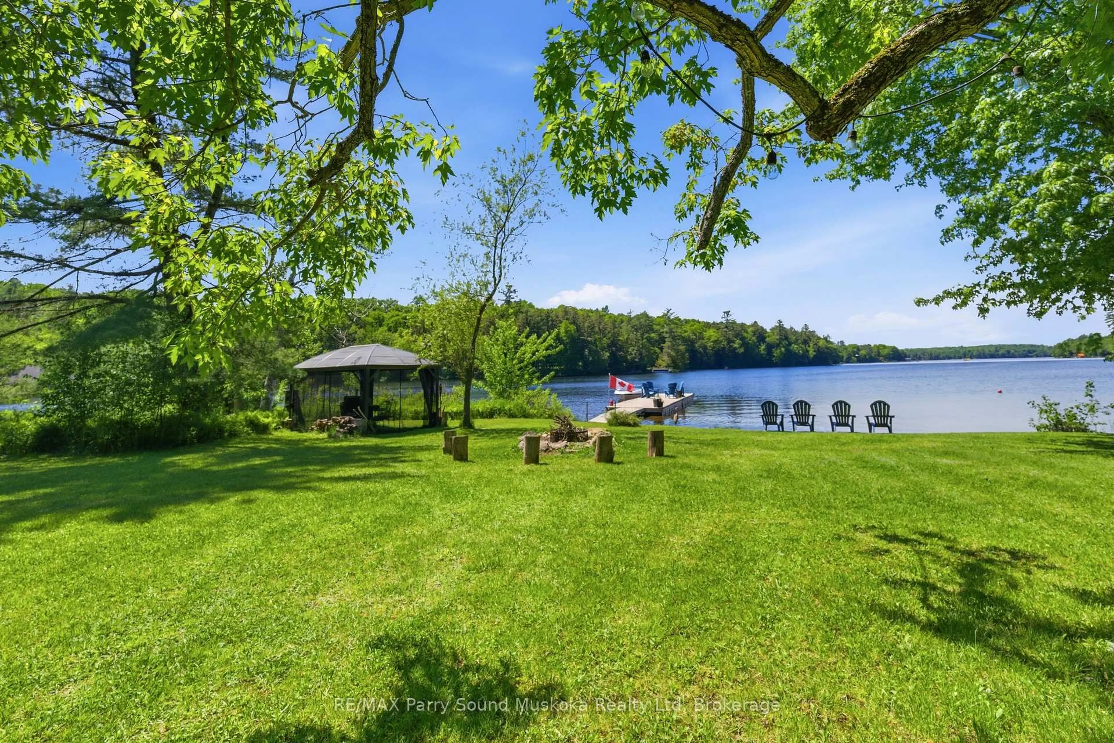 Patio, water/lake/river/ocean view for 15 Elsasser Rd, Seguin Ontario P2A 2W8