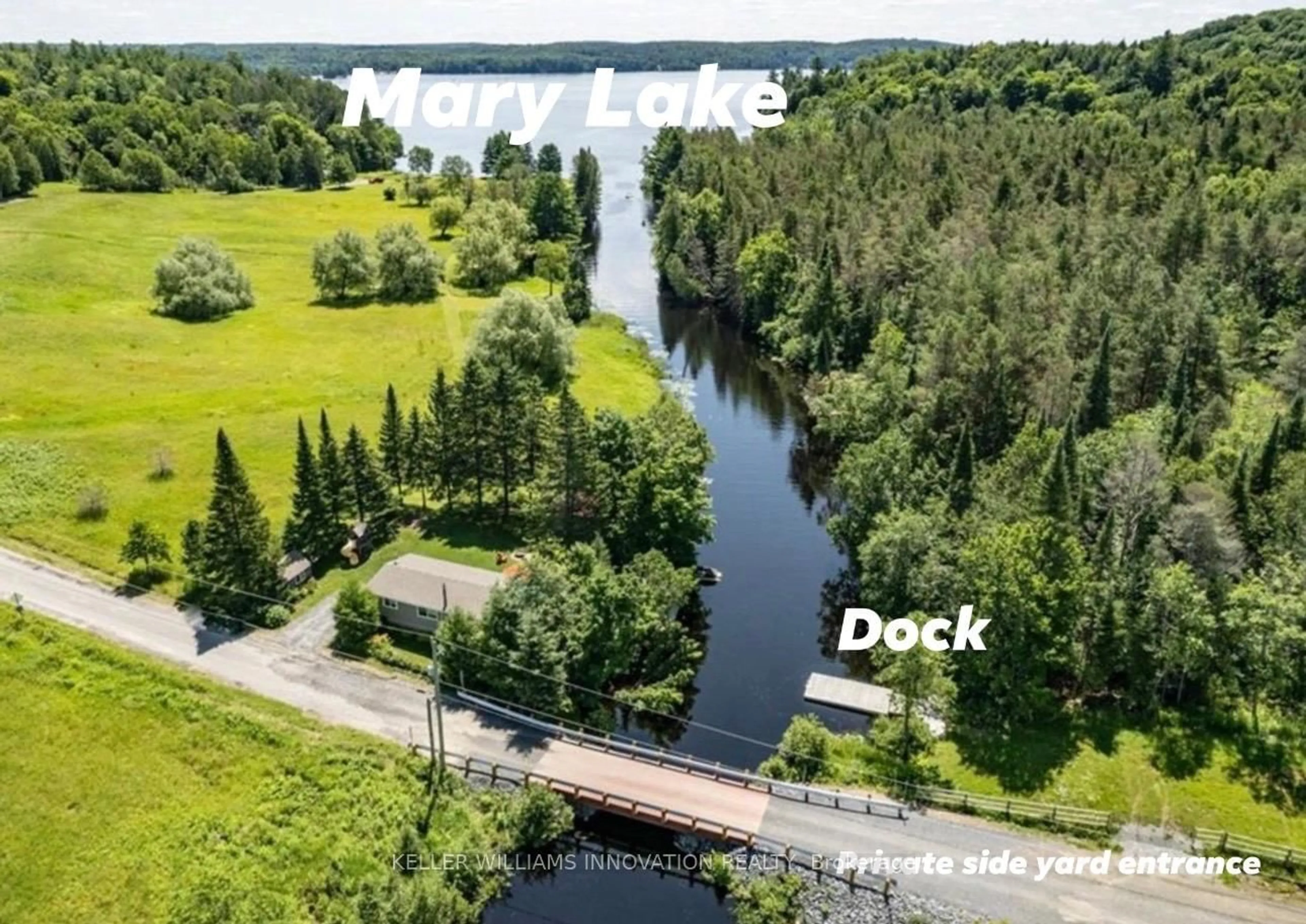 A pic from outside/outdoor area/front of a property/back of a property/a pic from drone, water/lake/river/ocean view for 469 Rowanwood Rd, Huntsville Ontario P0B 1M0