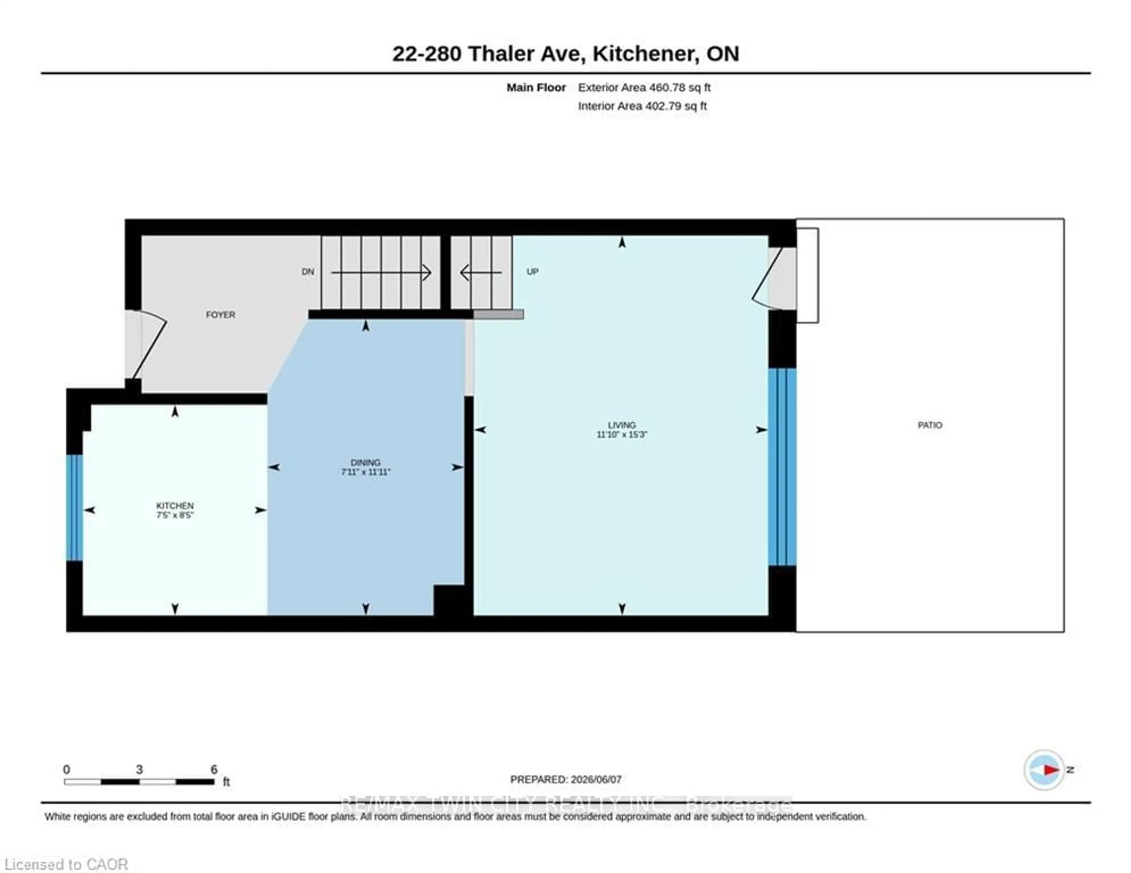 Floor plan for 280 THALER Ave #22, Kitchener Ontario N2A 1R6