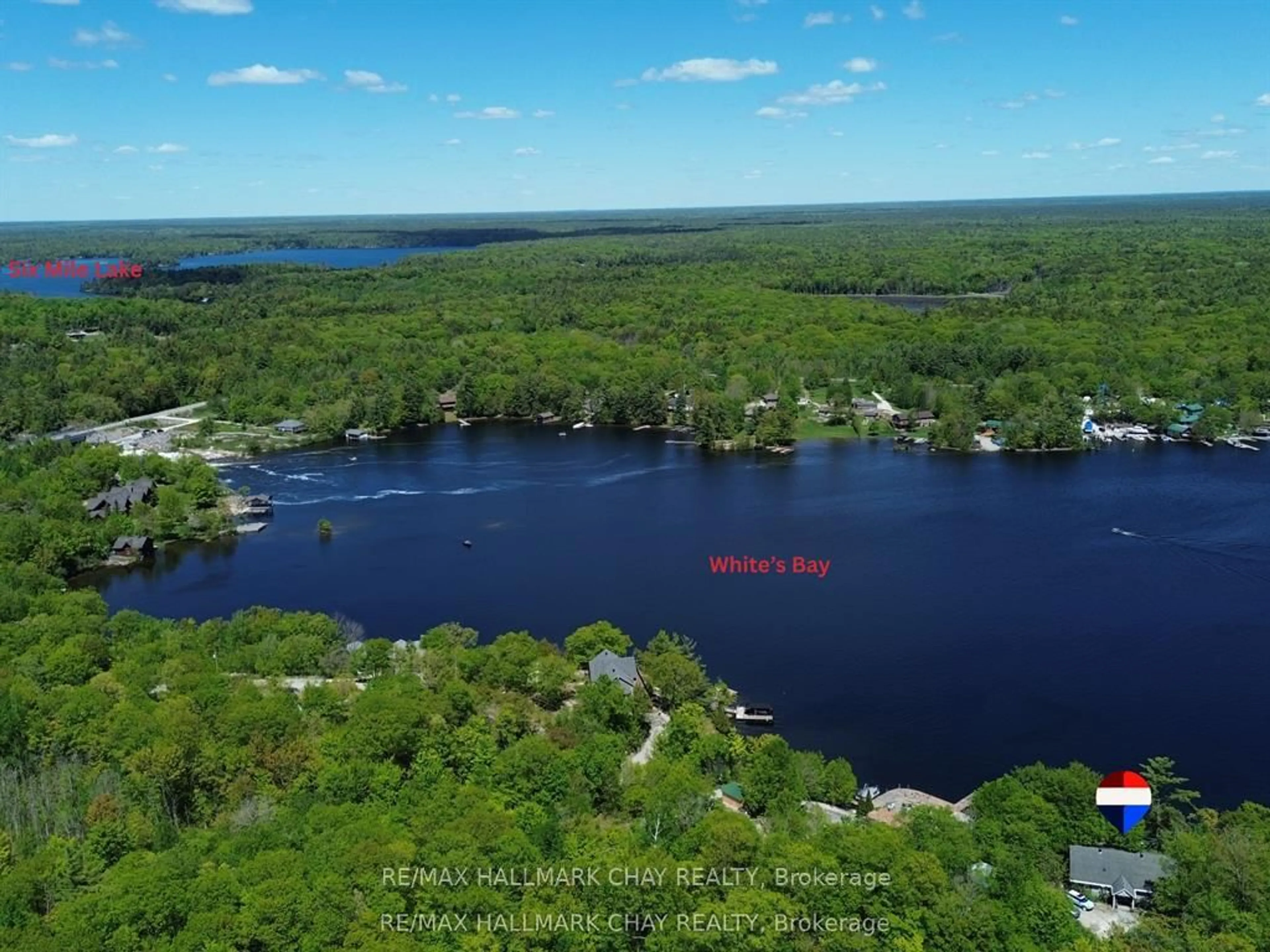 A pic from outside/outdoor area/front of a property/back of a property/a pic from drone, water/lake/river/ocean view for 137 Pickerel Point Rd, Georgian Bay Ontario L0K 1S0