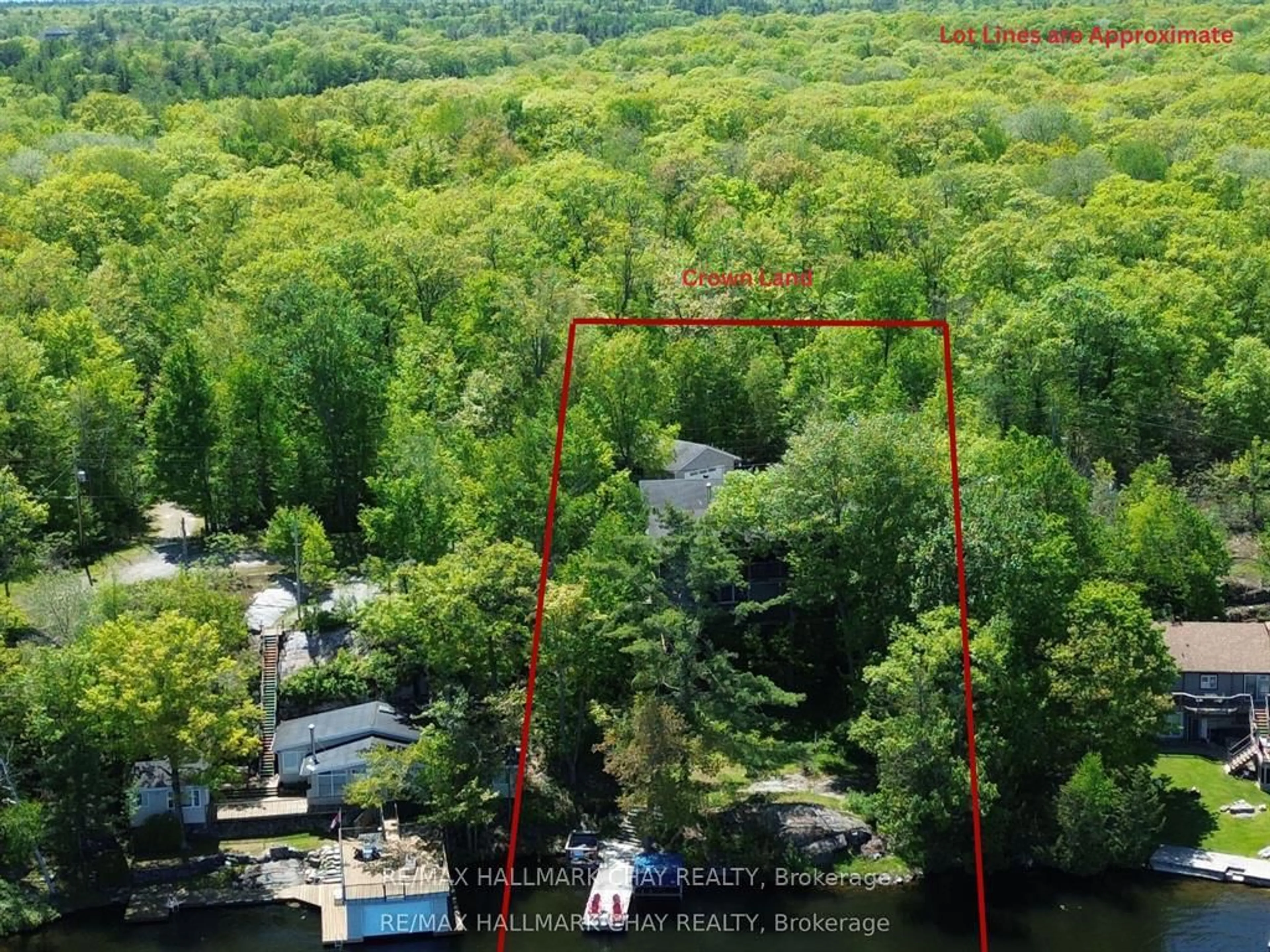 A pic from outside/outdoor area/front of a property/back of a property/a pic from drone, water/lake/river/ocean view for 137 Pickerel Point Rd, Georgian Bay Ontario L0K 1S0