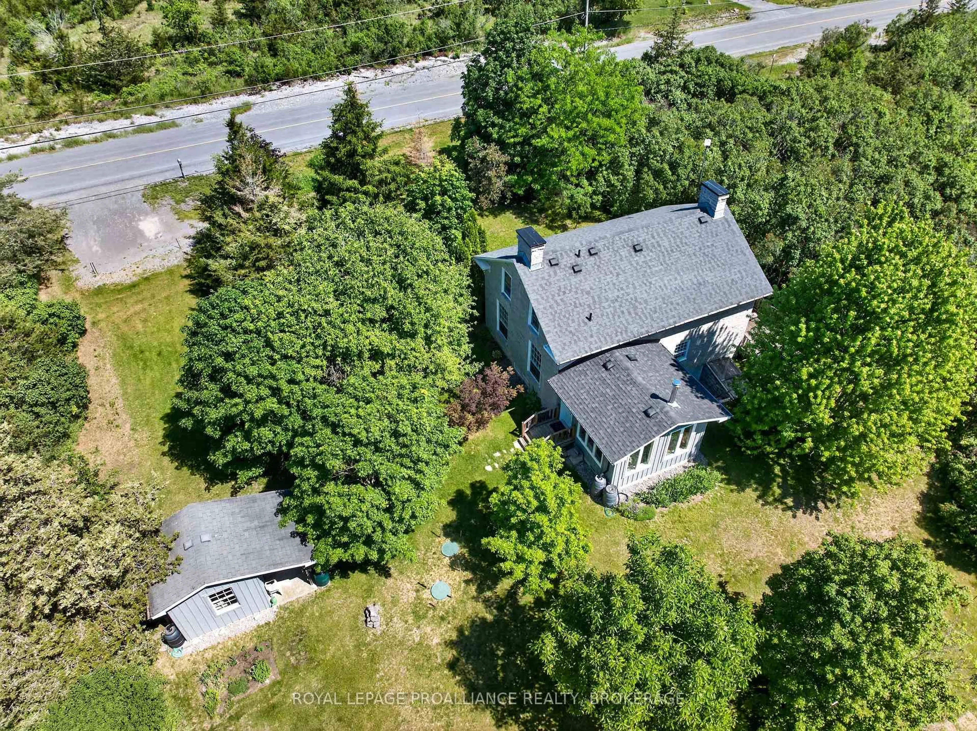A pic from outside/outdoor area/front of a property/back of a property/a pic from drone, street for 734 Fred Brown Rd, Bissett Creek Ontario K0H 2H0