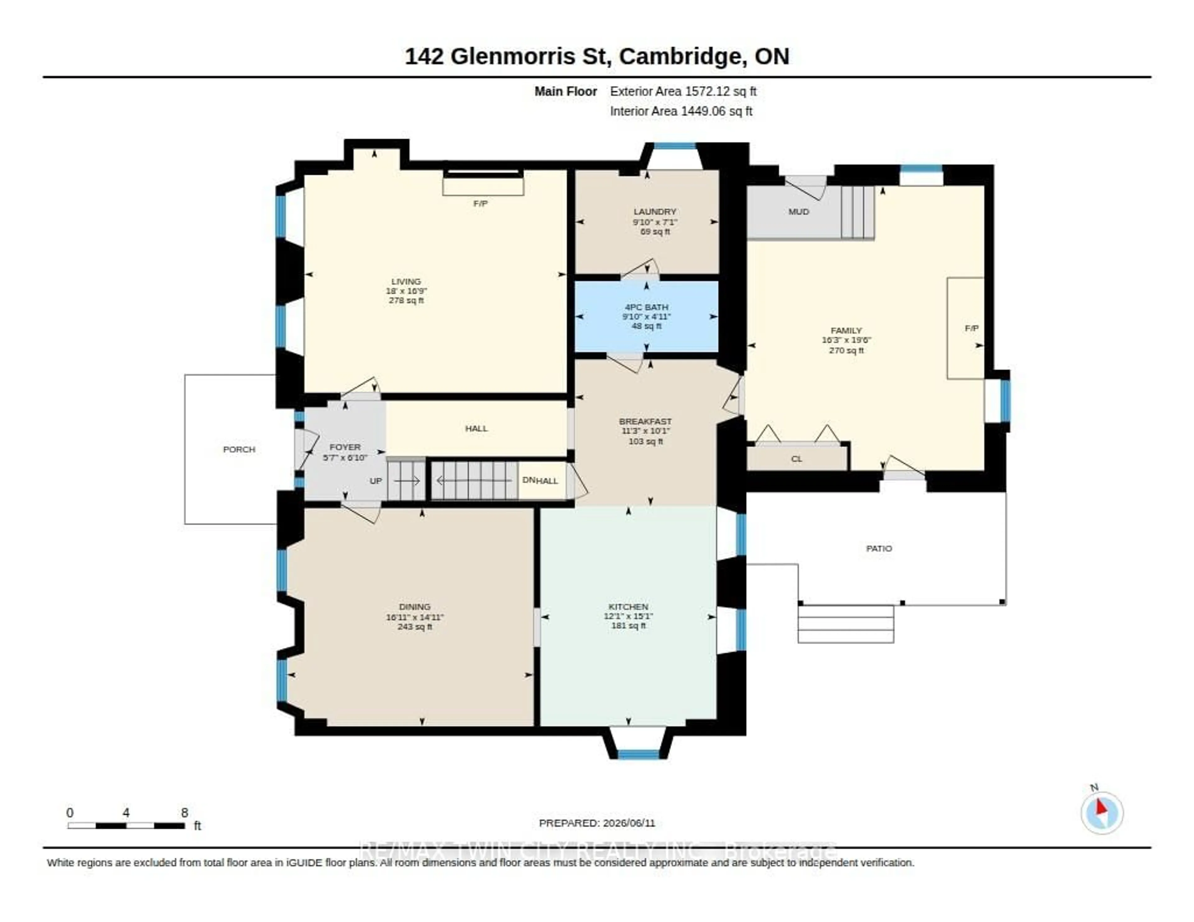 Floor plan for 142 GLENMORRIS St, Cambridge Ontario N1S 2Z5