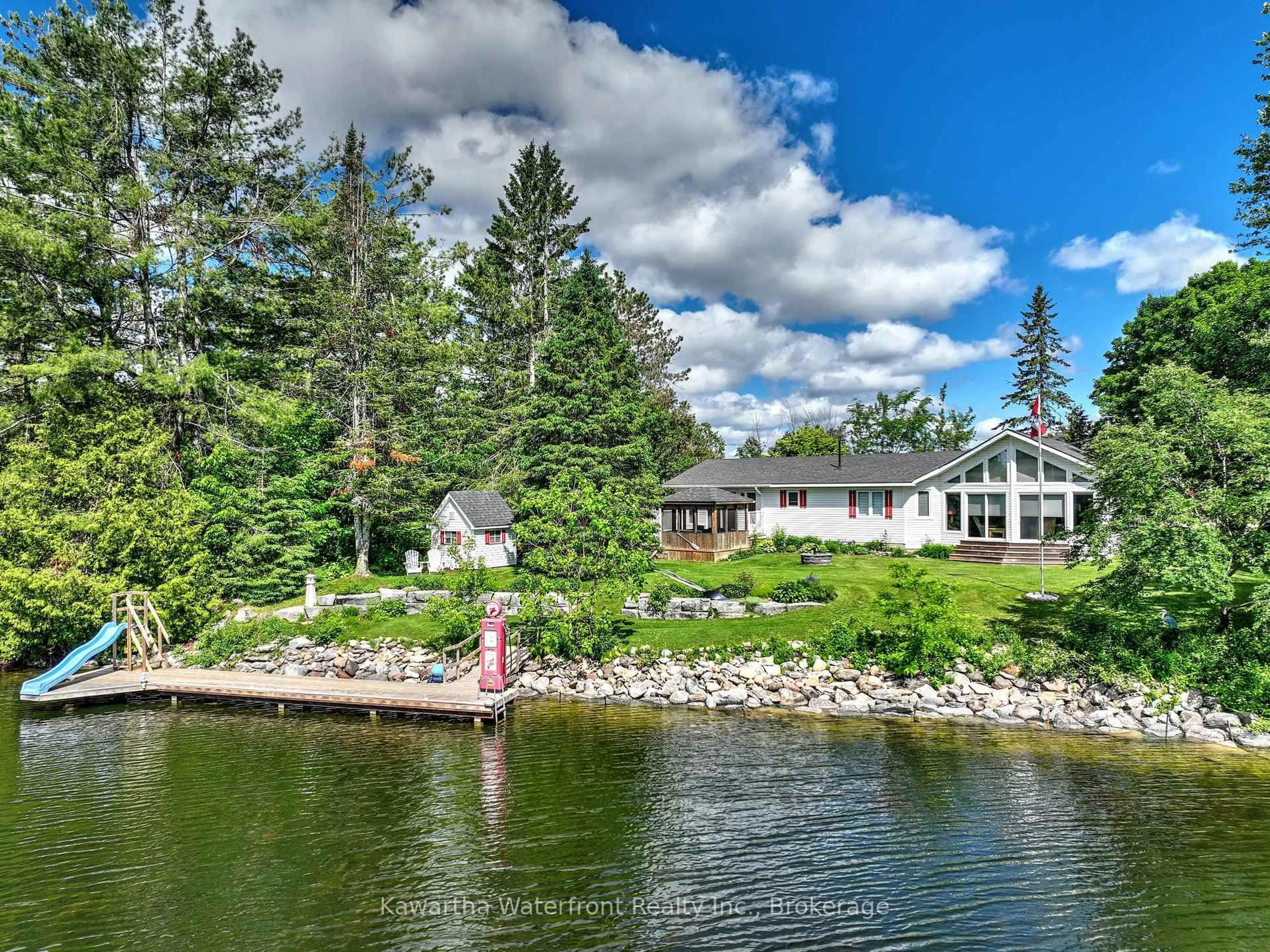 A pic from outside/outdoor area/front of a property/back of a property/a pic from drone, water/lake/river/ocean view for 144 Bolsover Rd, Kawartha Lakes Ontario K0M 2T0