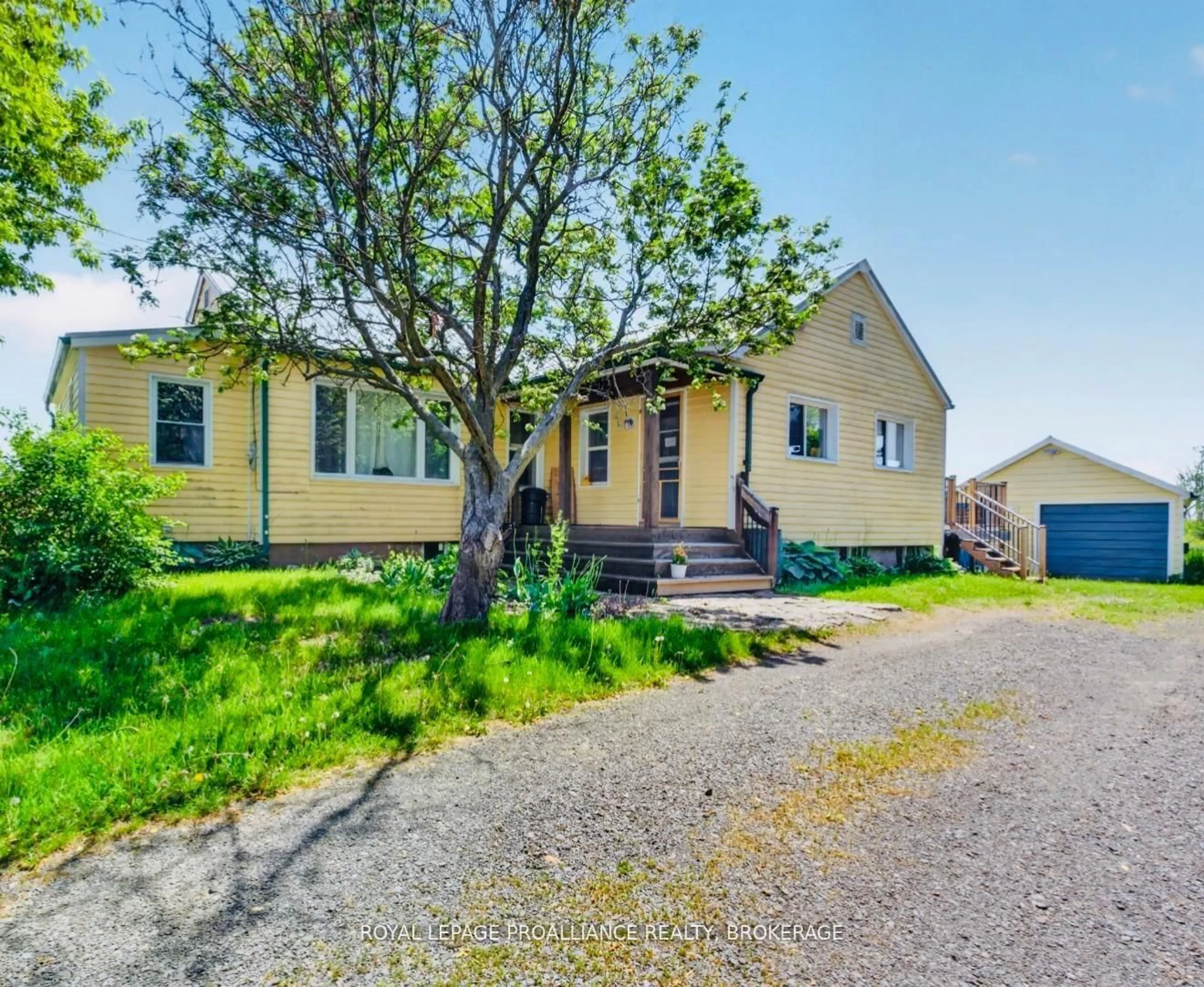 A pic from outside/outdoor area/front of a property/back of a property/a pic from drone, street for 5790 County Road 2, Bissett Creek Ontario K0H 2H0