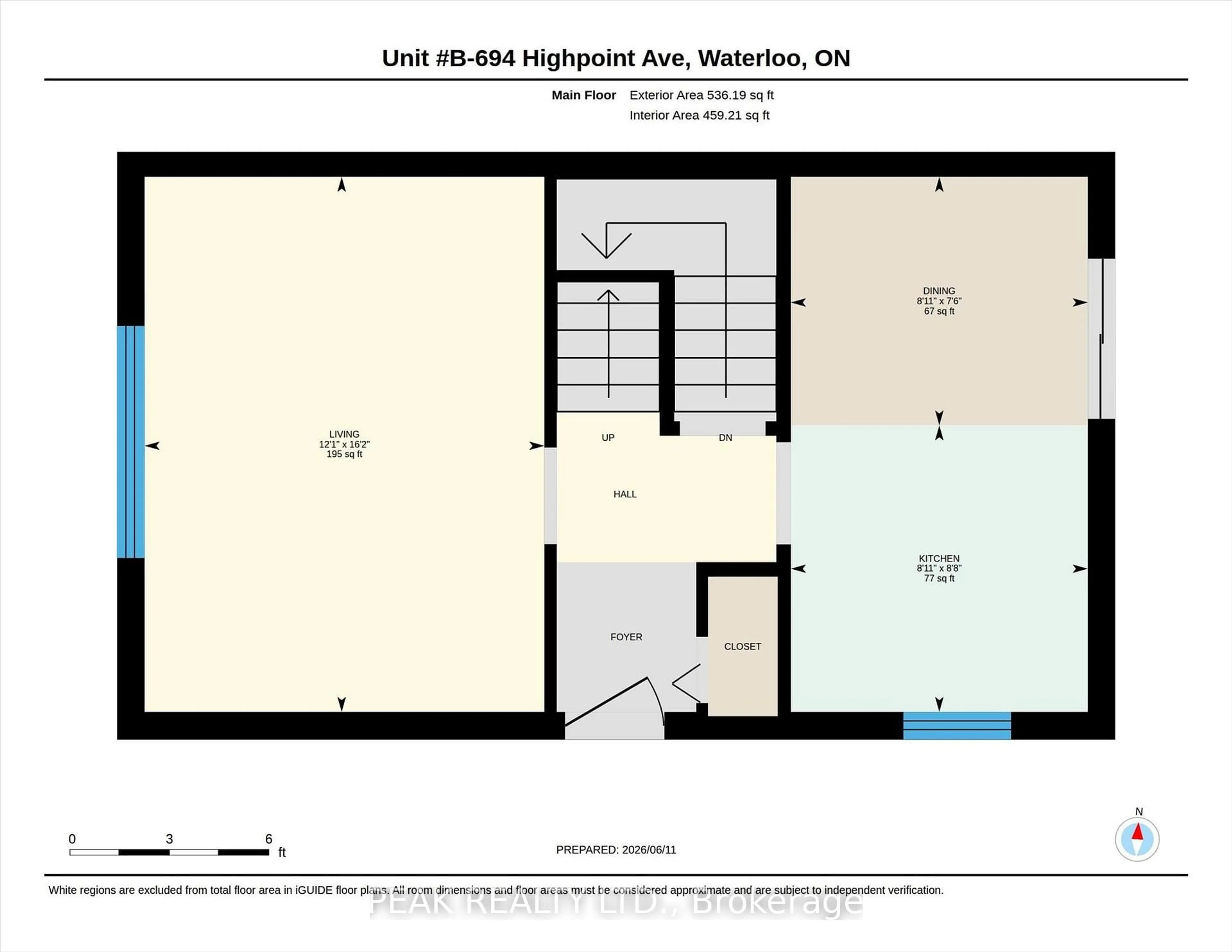 Floor plan for 694 Highpoint Ave #B, Waterloo Ontario N2V 1G9