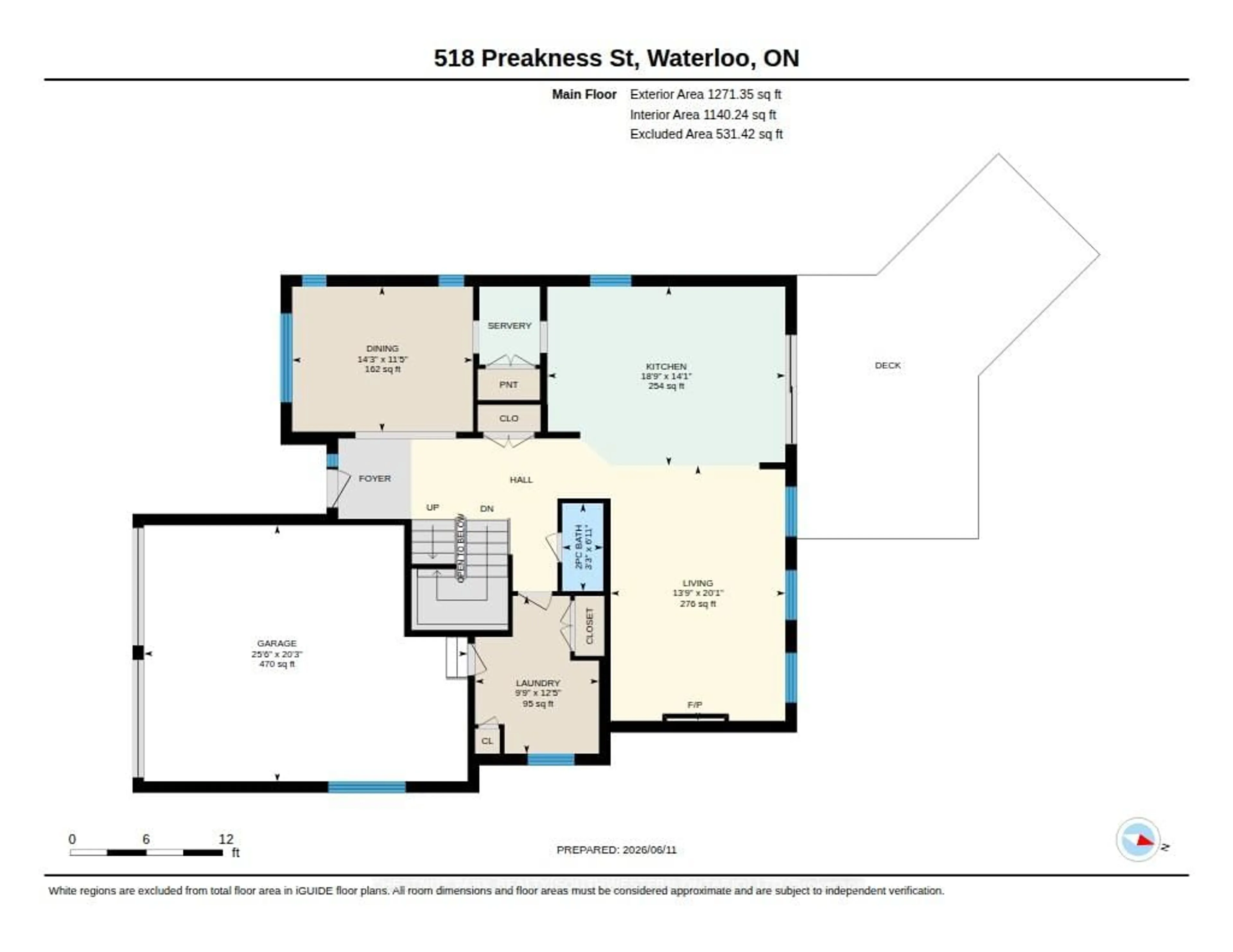 Floor plan for 518 Preakness St, Waterloo Ontario N2K 0C1