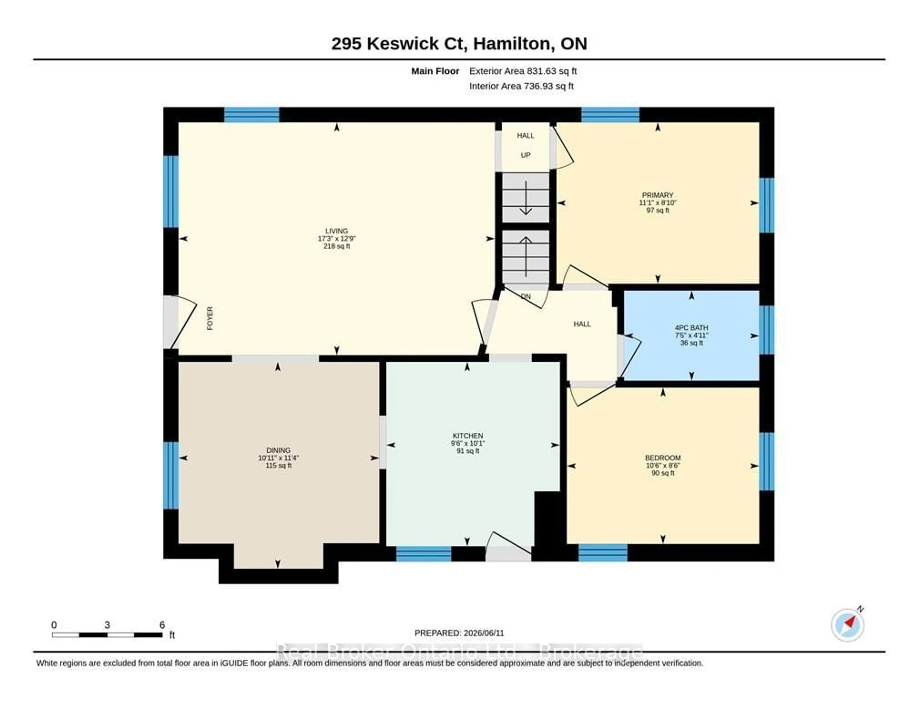 Floor plan for 295 Keswick Crt, Hamilton Ontario L8K 2S6