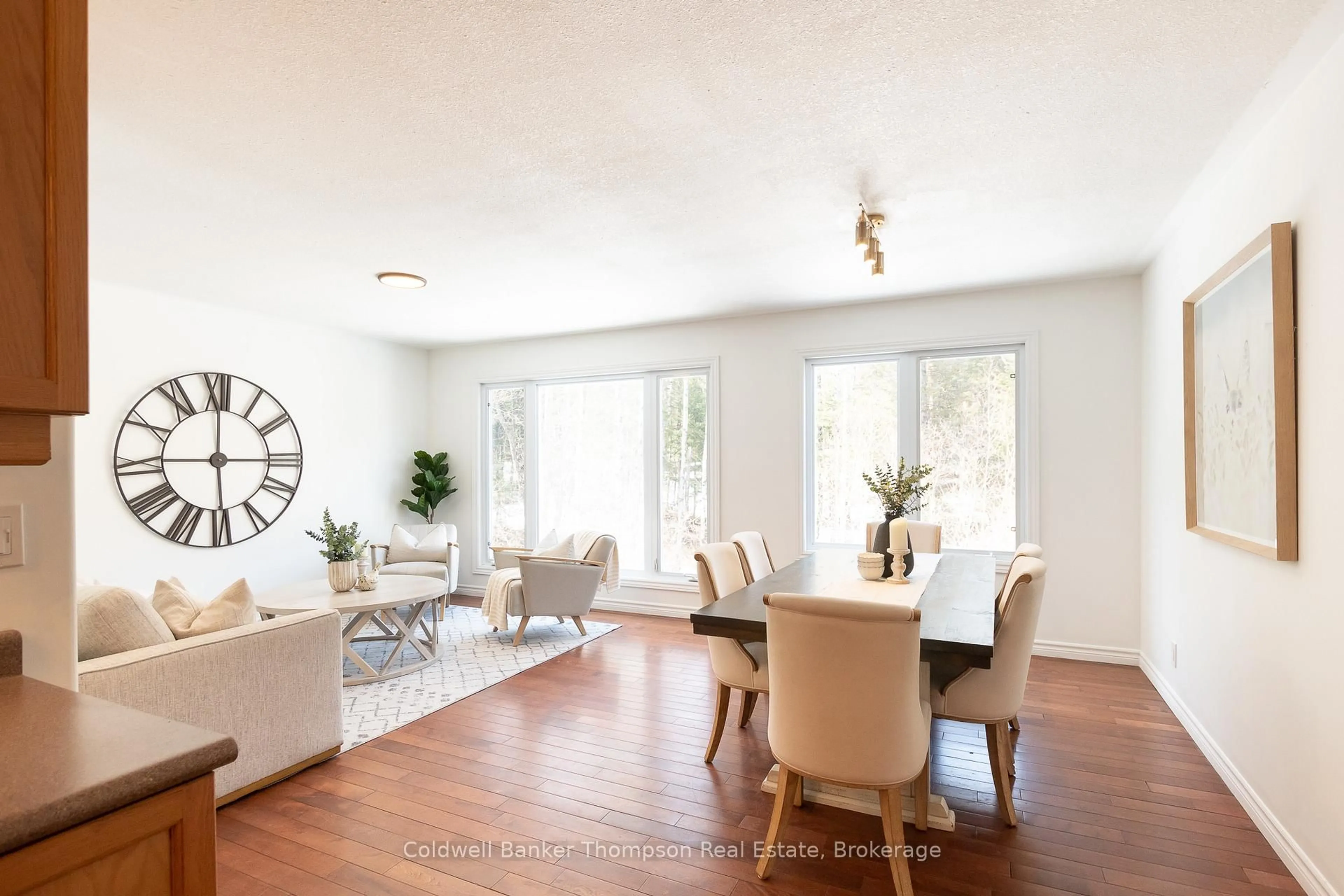 Dining room, wood/laminate floor for 134 Chaffey Township Rd, Huntsville Ontario P1H 1C8