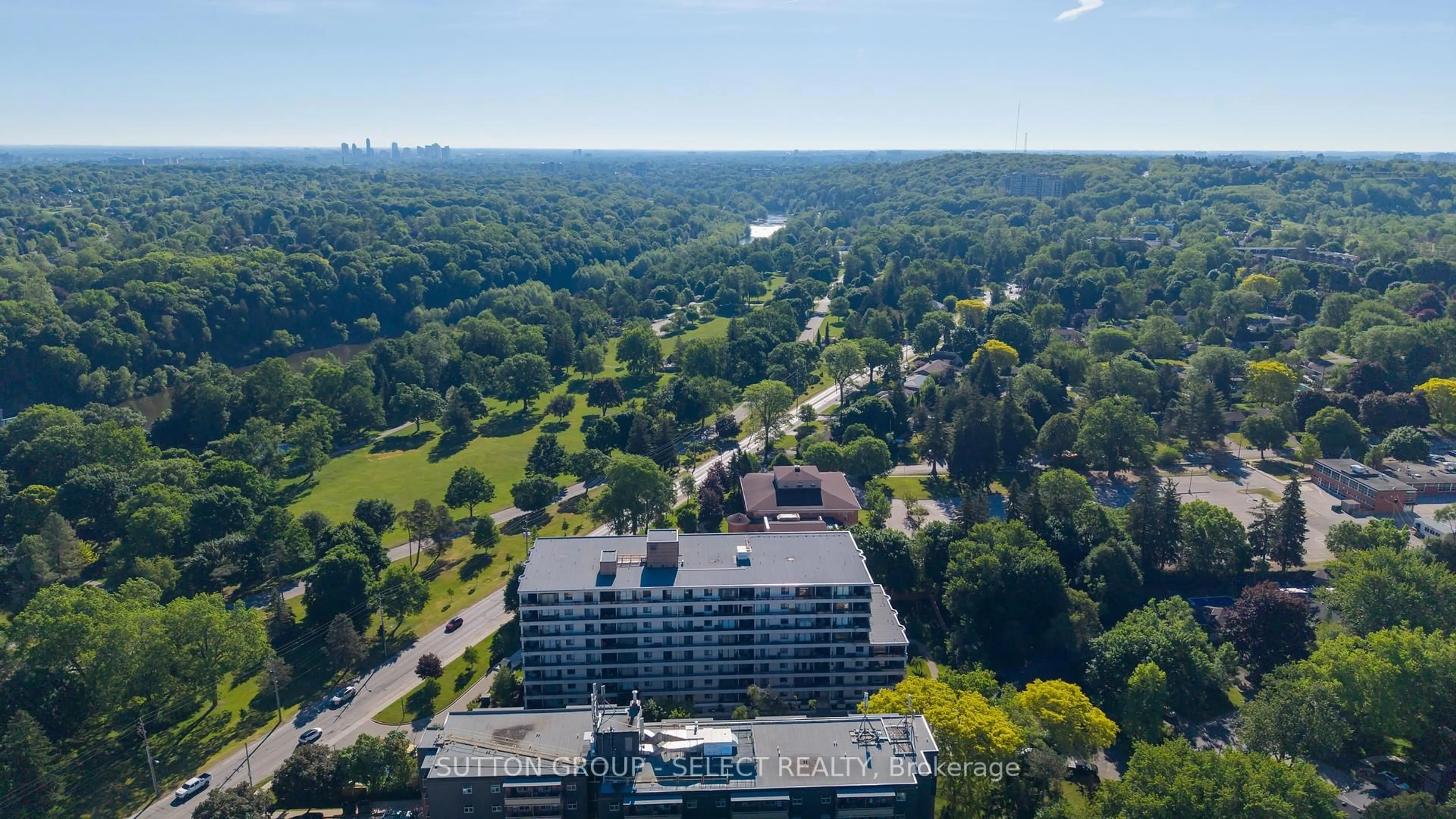 A pic from outside/outdoor area/front of a property/back of a property/a pic from drone, city buildings view from balcony for 1200 Commissioners Rd #414, London South Ontario N6K 1C7