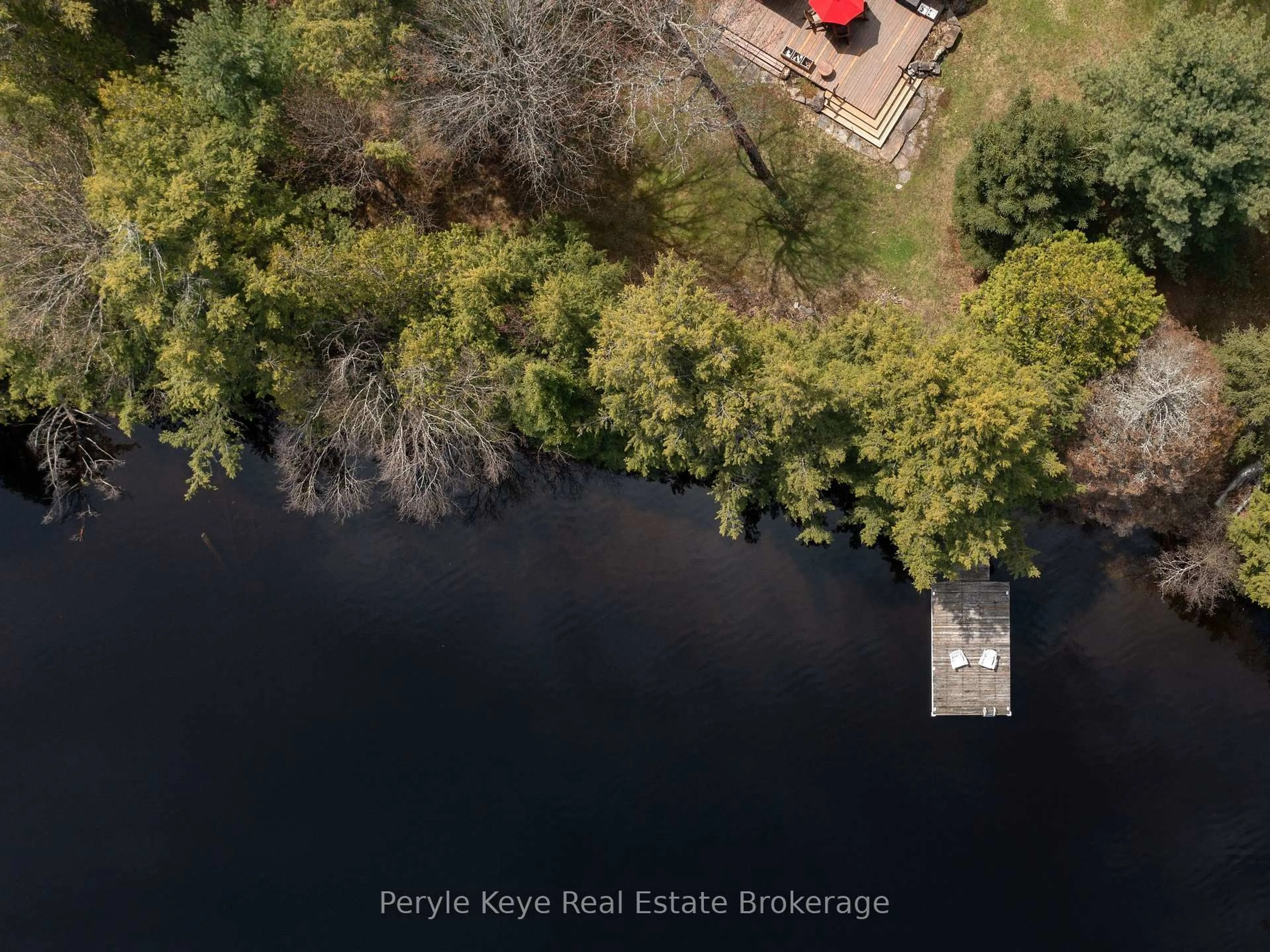A pic from outside/outdoor area/front of a property/back of a property/a pic from drone, water/lake/river/ocean view for 2391 Limberlost Rd, Lake of Bays Ontario P1H 2J6