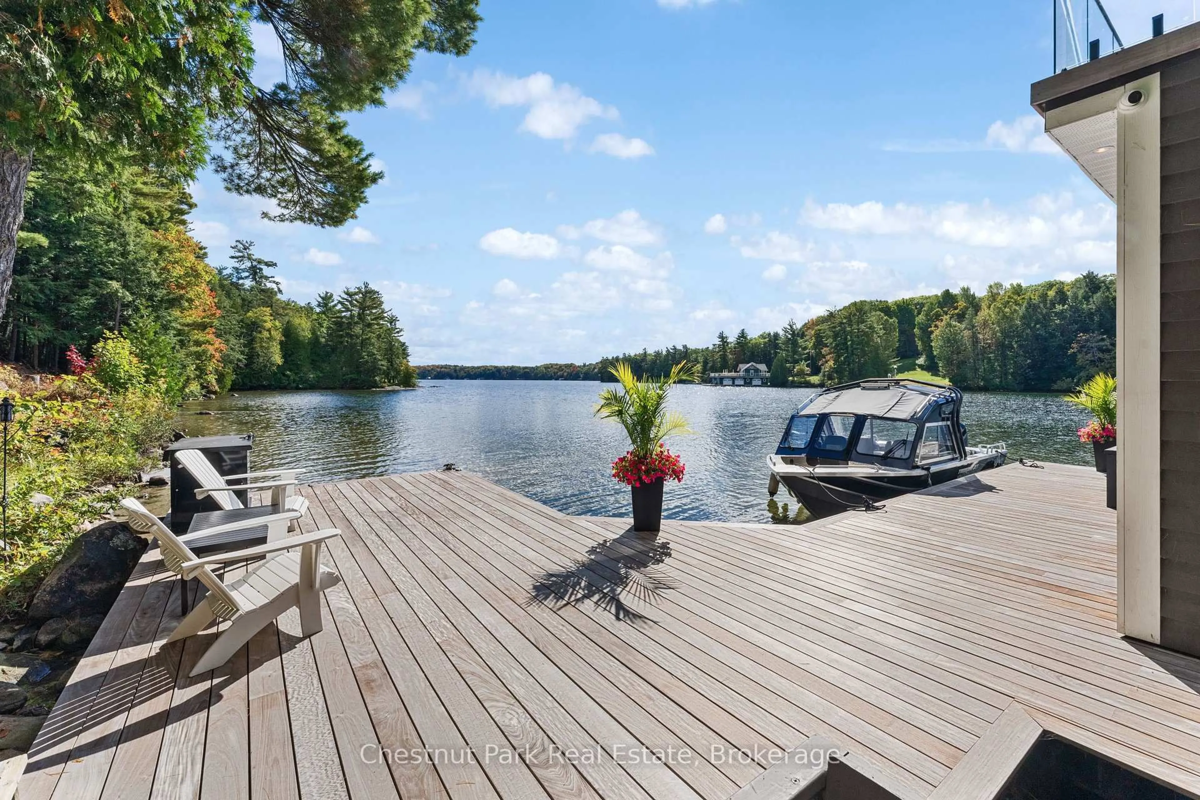 Patio, water/lake/river/ocean view for 22 Playfair Island #3, Seguin Ontario P0C 1H0