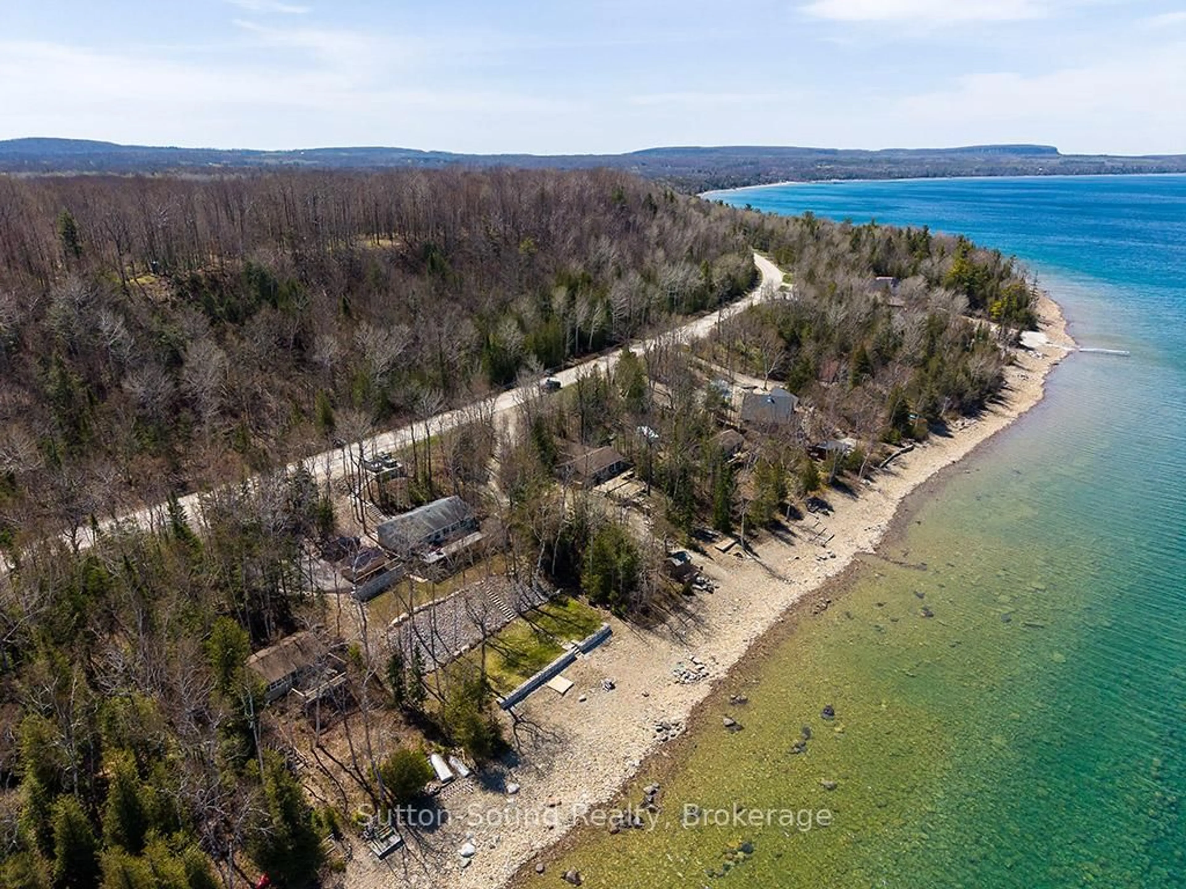 A pic from outside/outdoor area/front of a property/back of a property/a pic from drone, water/lake/river/ocean view for 504389 GREY ROAD 1, Georgian Bluffs Ontario N0H 2T0