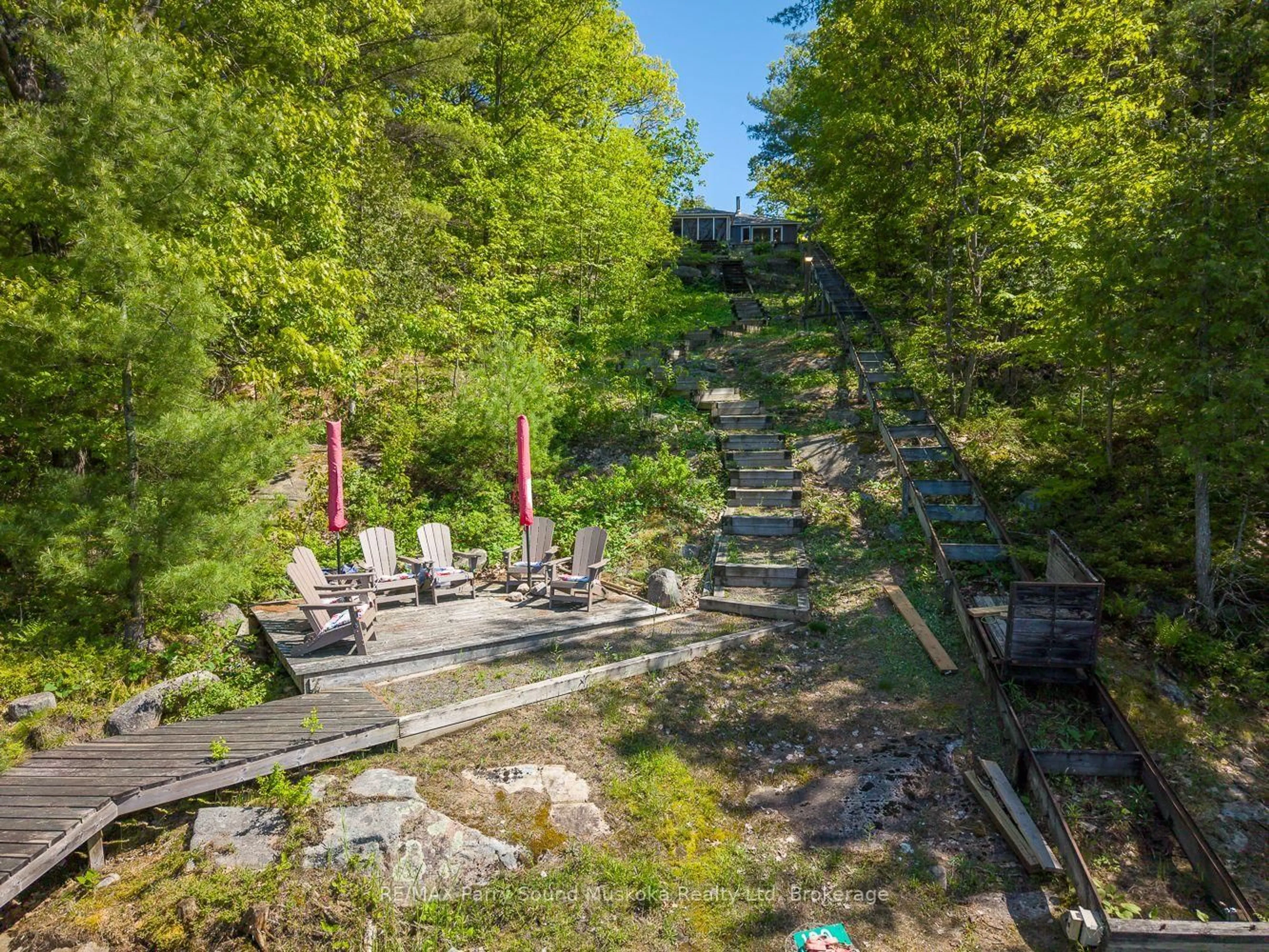 A pic from outside/outdoor area/front of a property/back of a property/a pic from drone, forest/trees view for 130 Healey Lake Water, The Archipelago Ontario P0G 1G0