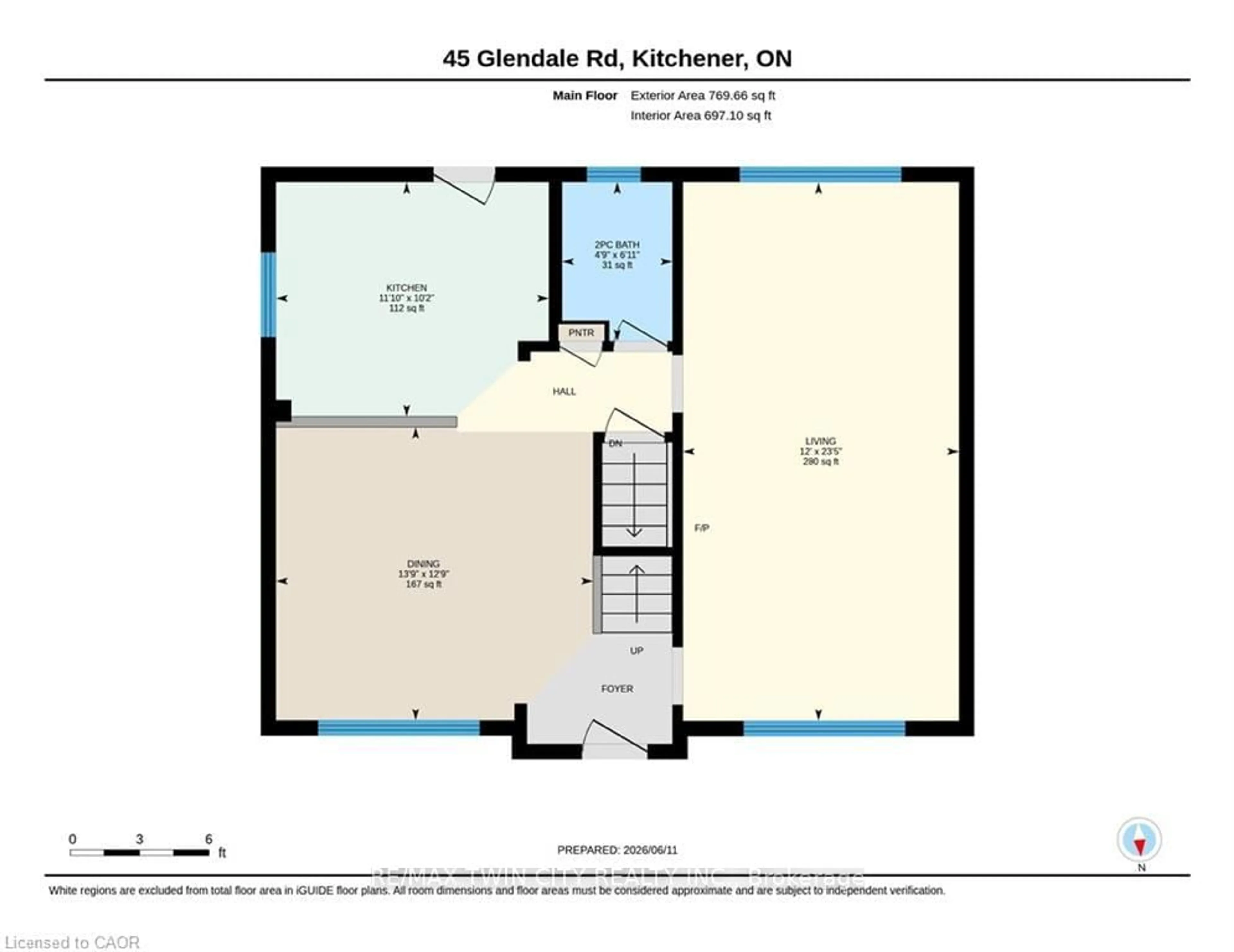 Floor plan for 45 Glendale Rd, Kitchener Ontario N2H 2Z7
