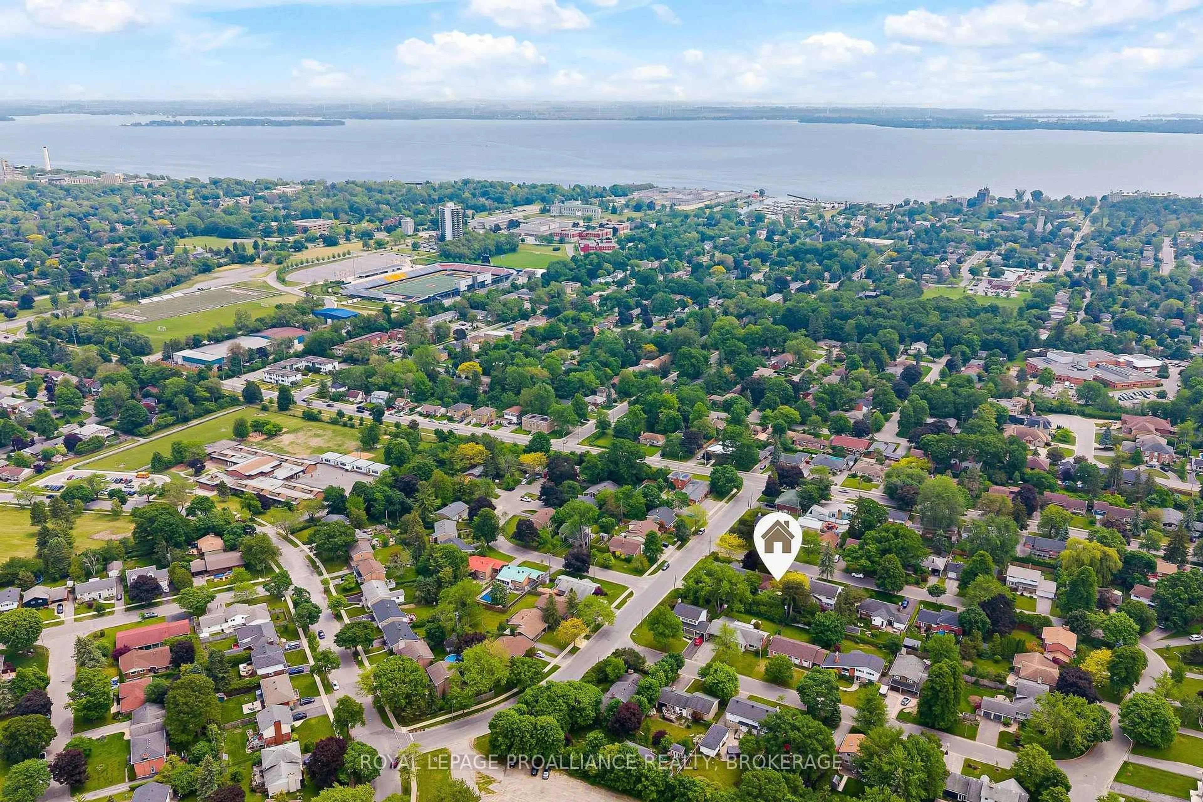 A pic from outside/outdoor area/front of a property/back of a property/a pic from drone, water/lake/river/ocean view for 5 Watts Cres, Kingston Ontario K7M 2P4