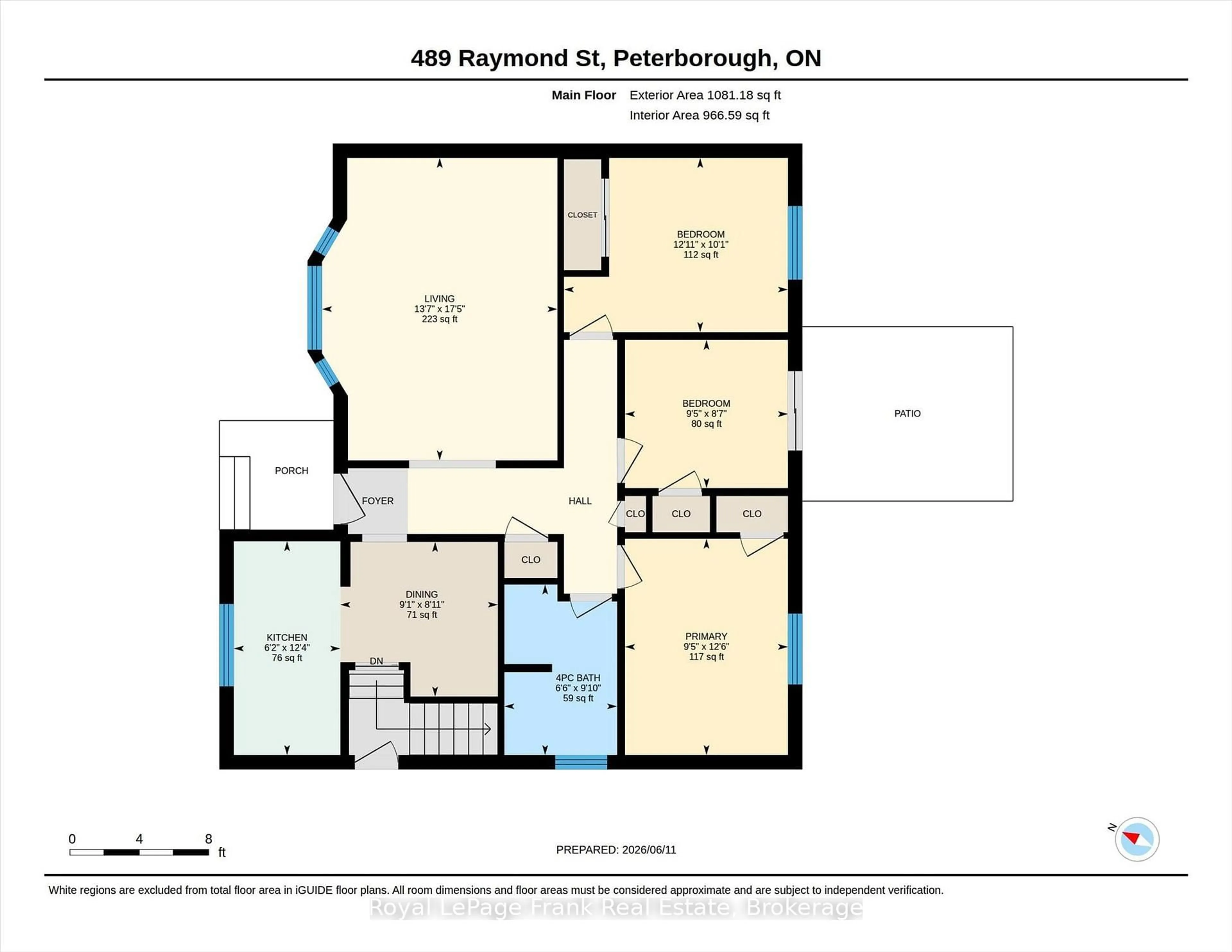 Floor plan for 489 Raymond St, Peterborough Ontario K9H 5M7