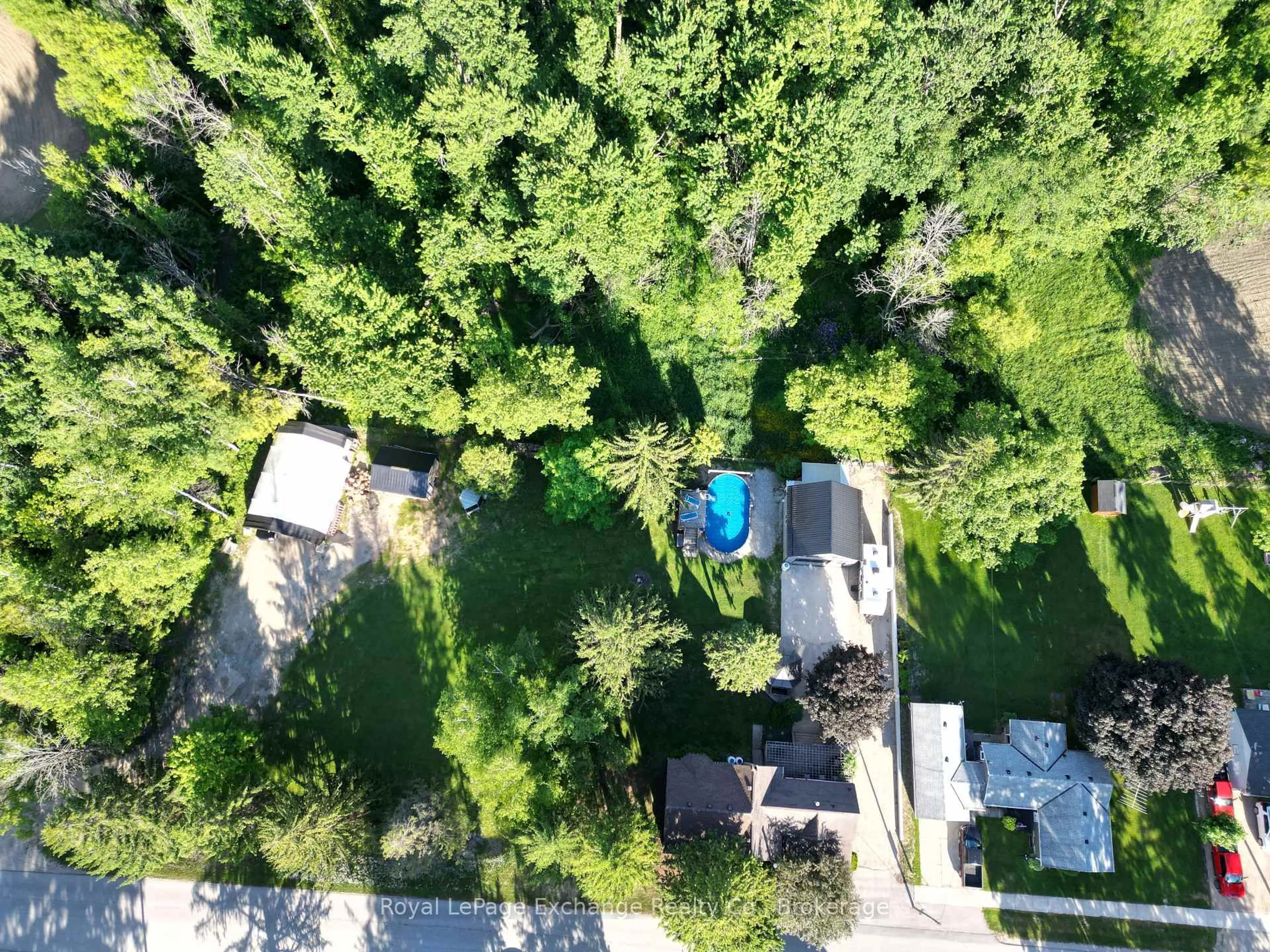 A pic from outside/outdoor area/front of a property/back of a property/a pic from drone, forest/trees view for 38 Whitechurch St, Huron-Kinloss Ontario N0G 2W0