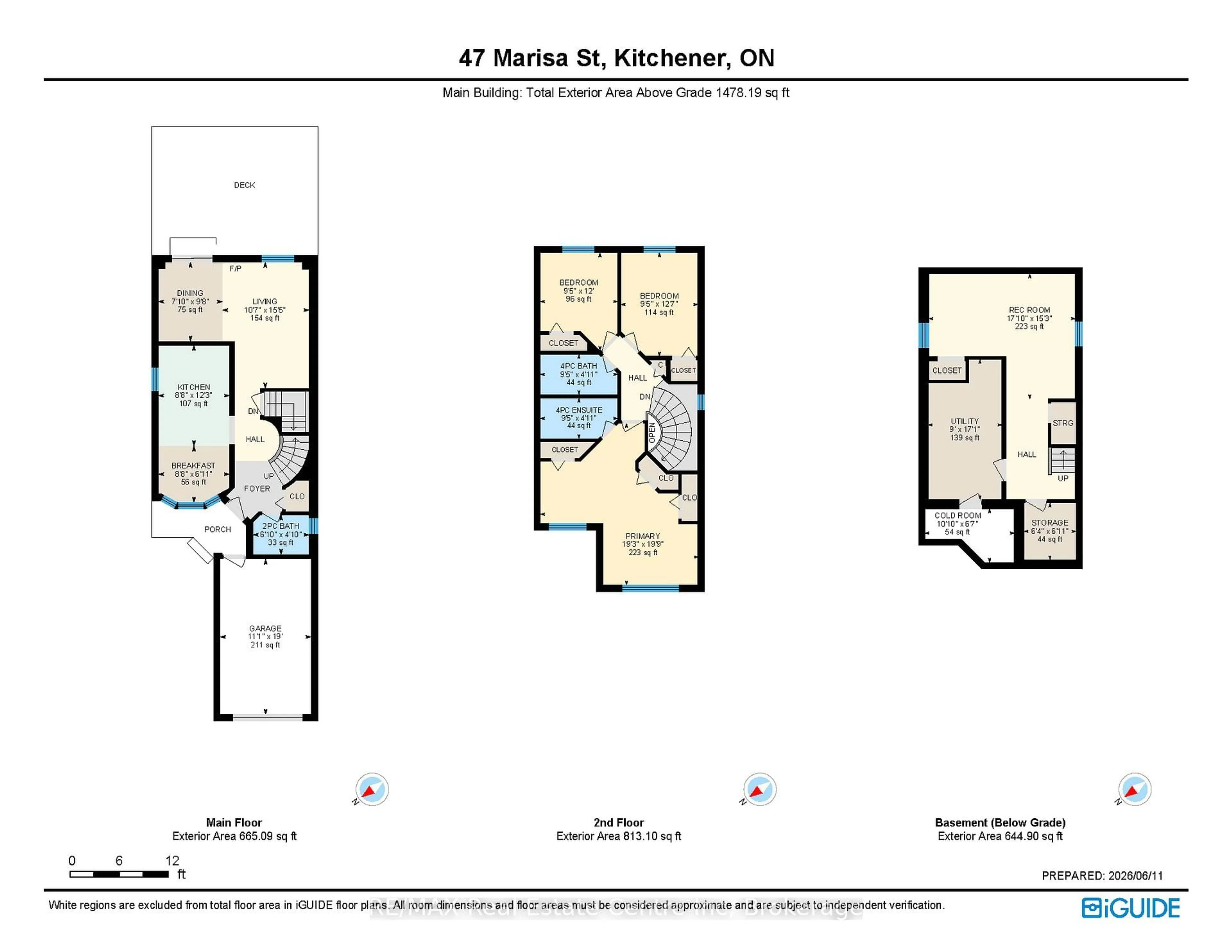 Floor plan for 47 Marisa St, Kitchener Ontario N2K 3V8
