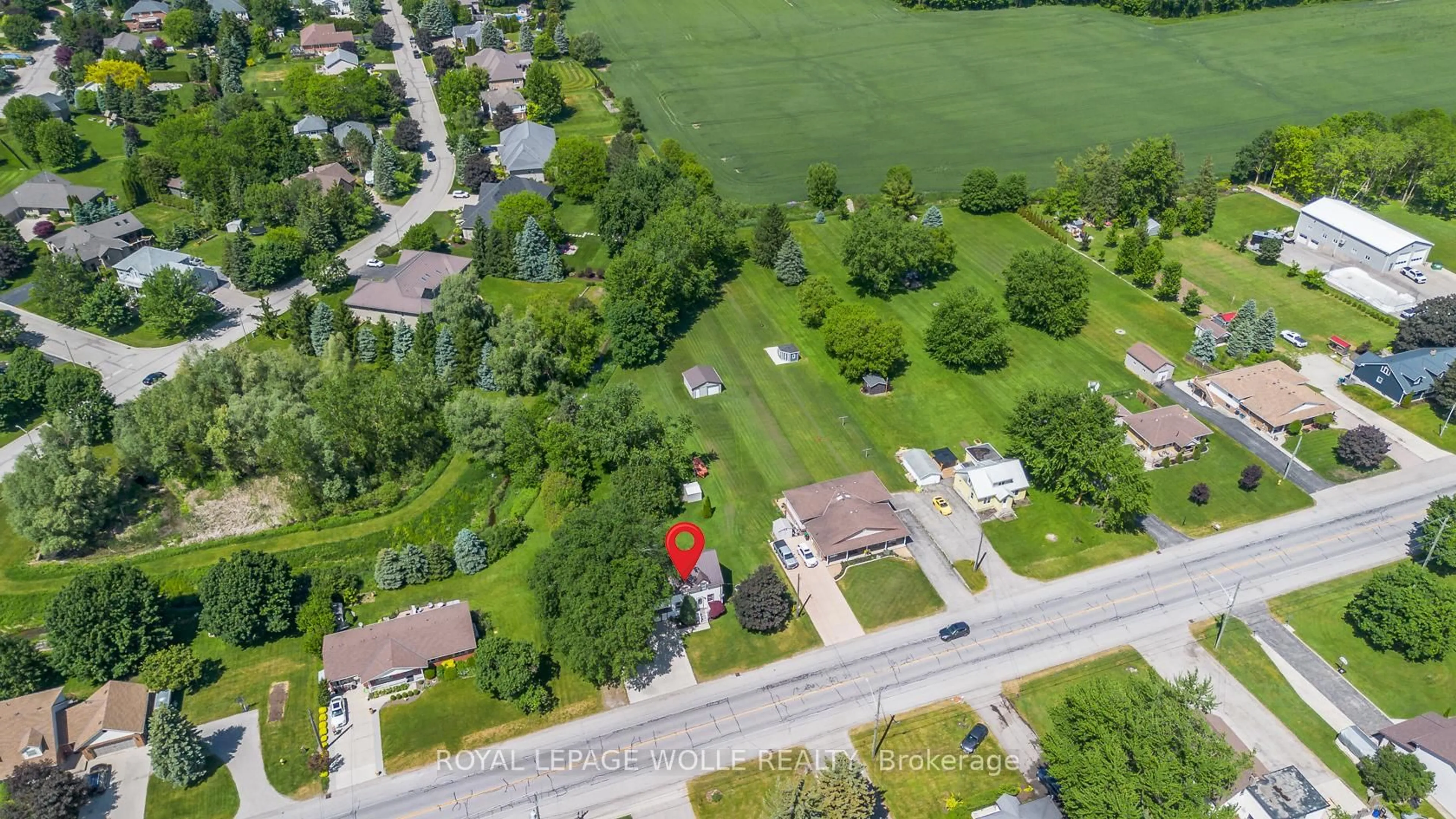 A pic from outside/outdoor area/front of a property/back of a property/a pic from drone, street for 3407 LOBSINGER Line, Wellesley Ontario N0B 2M0