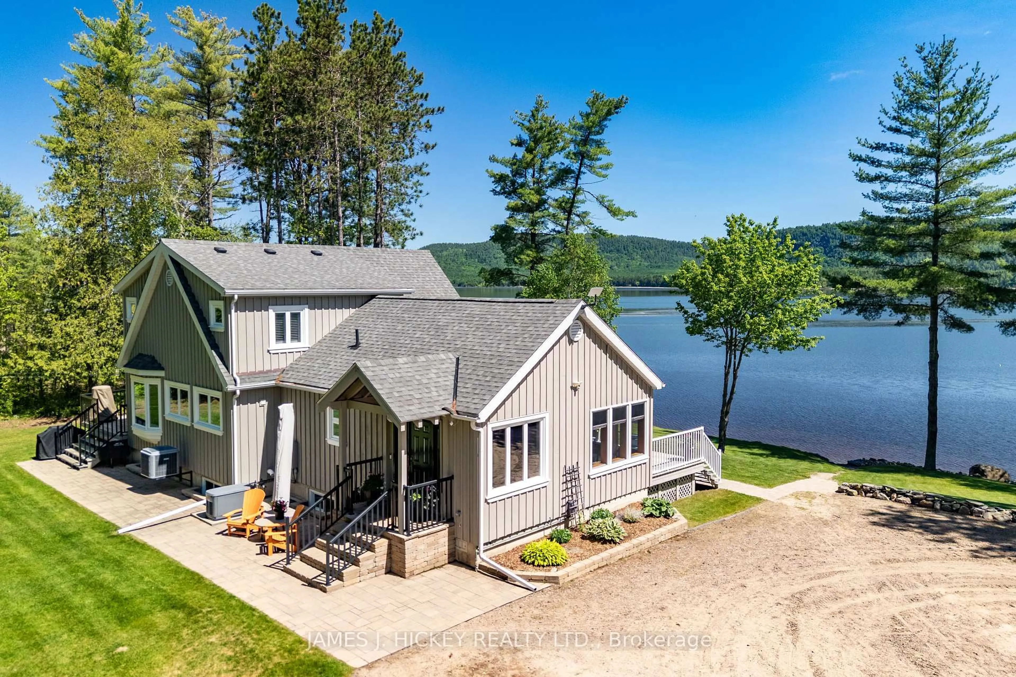 A pic from outside/outdoor area/front of a property/back of a property/a pic from drone, water/lake/river/ocean view for 141 Ezylyfe Lane, Deep River Ontario K0J 1P0