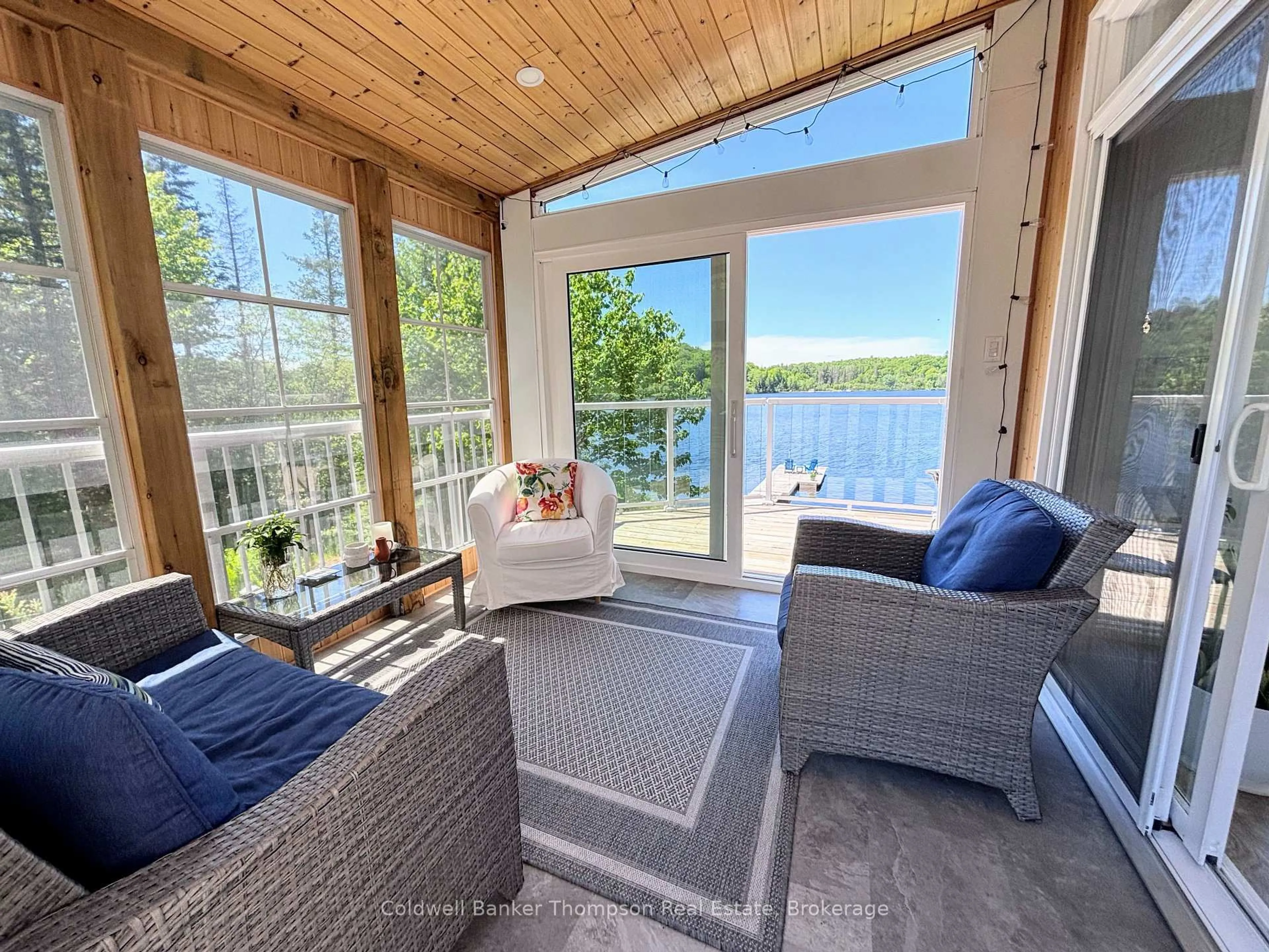 Living room with furniture, wood/laminate floor for 1132 Stanley Rd, Bracebridge Ontario P0B 1L0