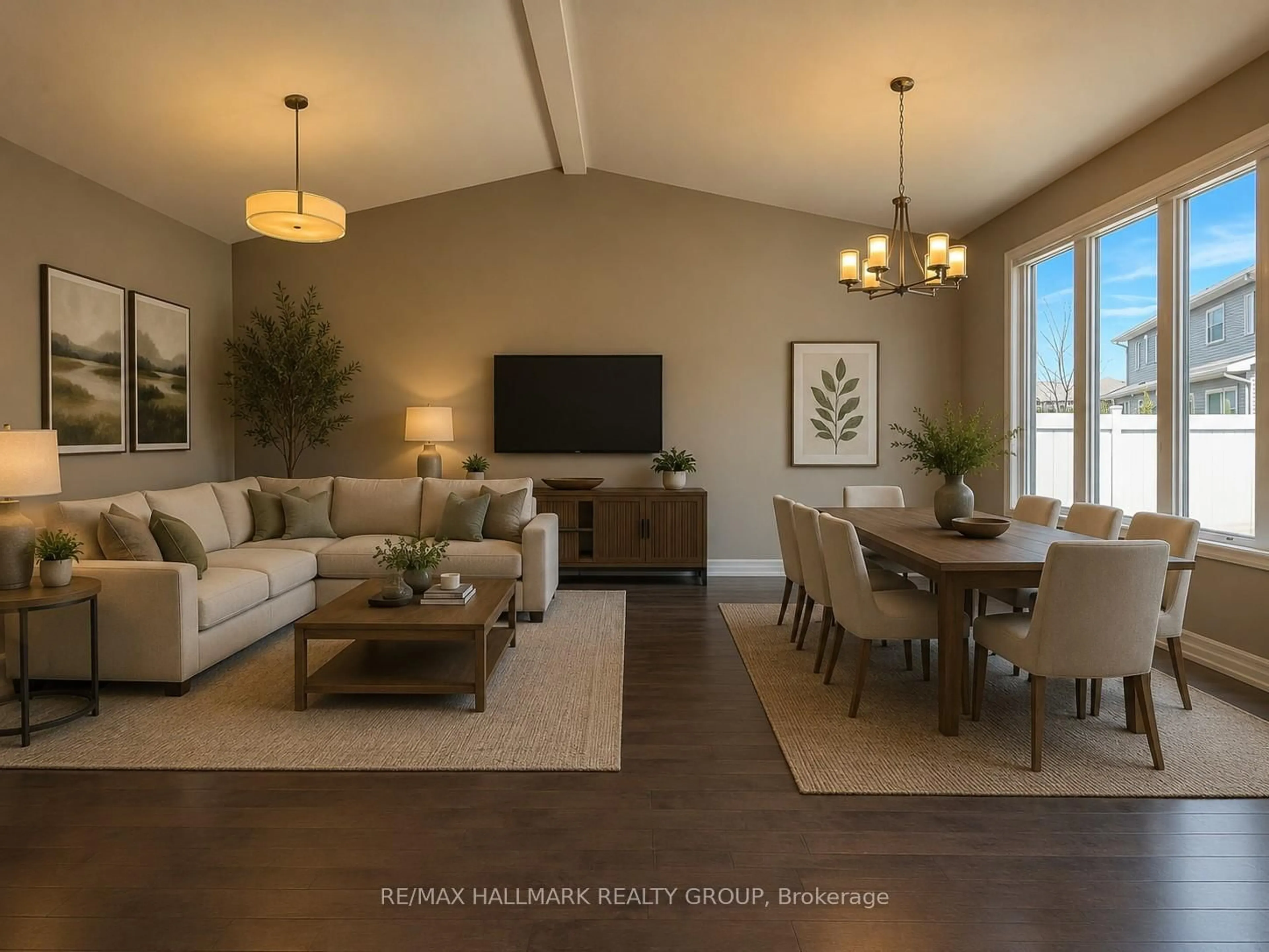 Living room with furniture, wood/laminate floor for 23 Solara Private, Clarence-Rockland Ontario K4K 0K9