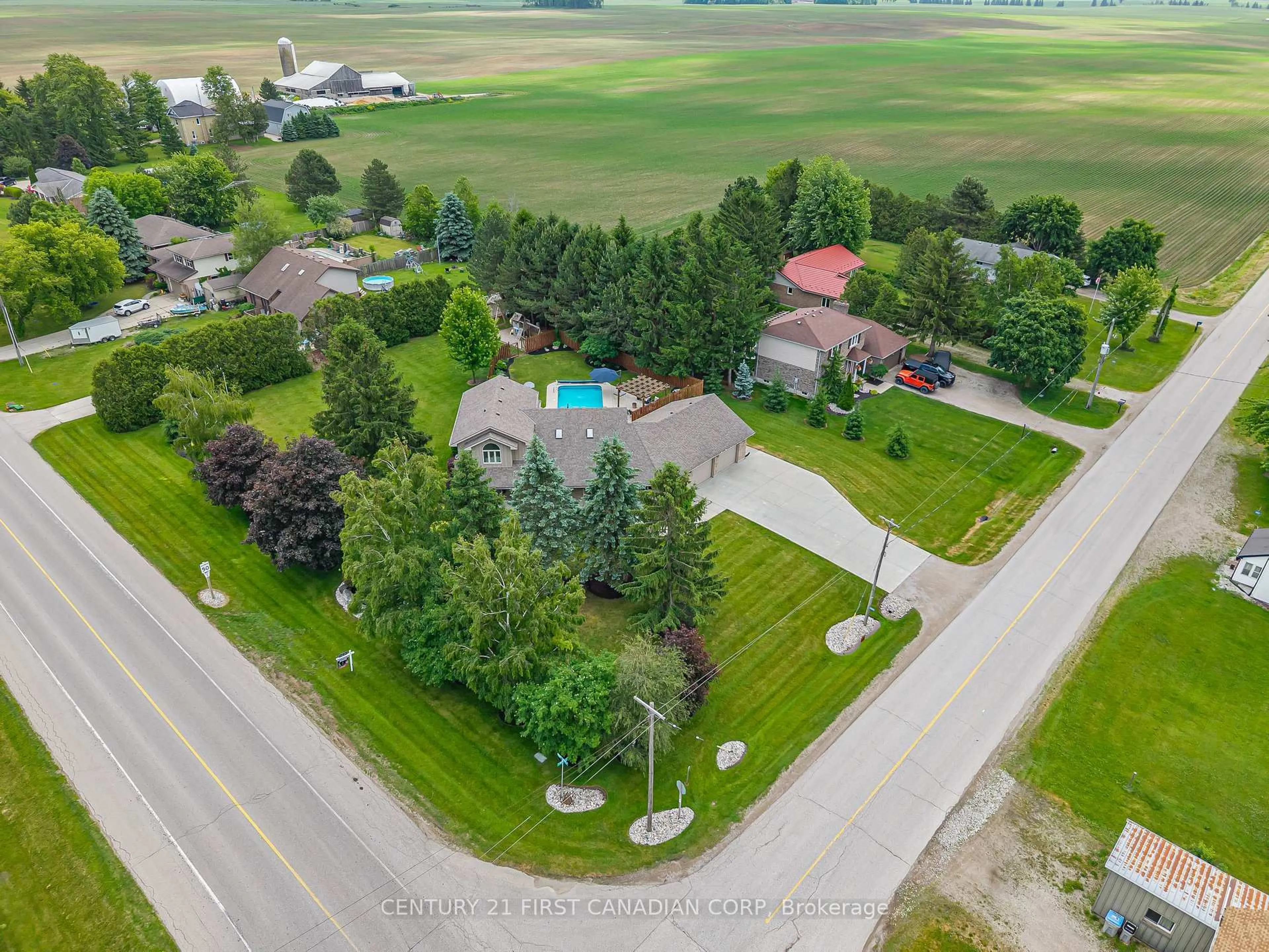 A pic from outside/outdoor area/front of a property/back of a property/a pic from drone, street for 35922 Lieury Rd, North Middlesex Ontario N0M 2K0