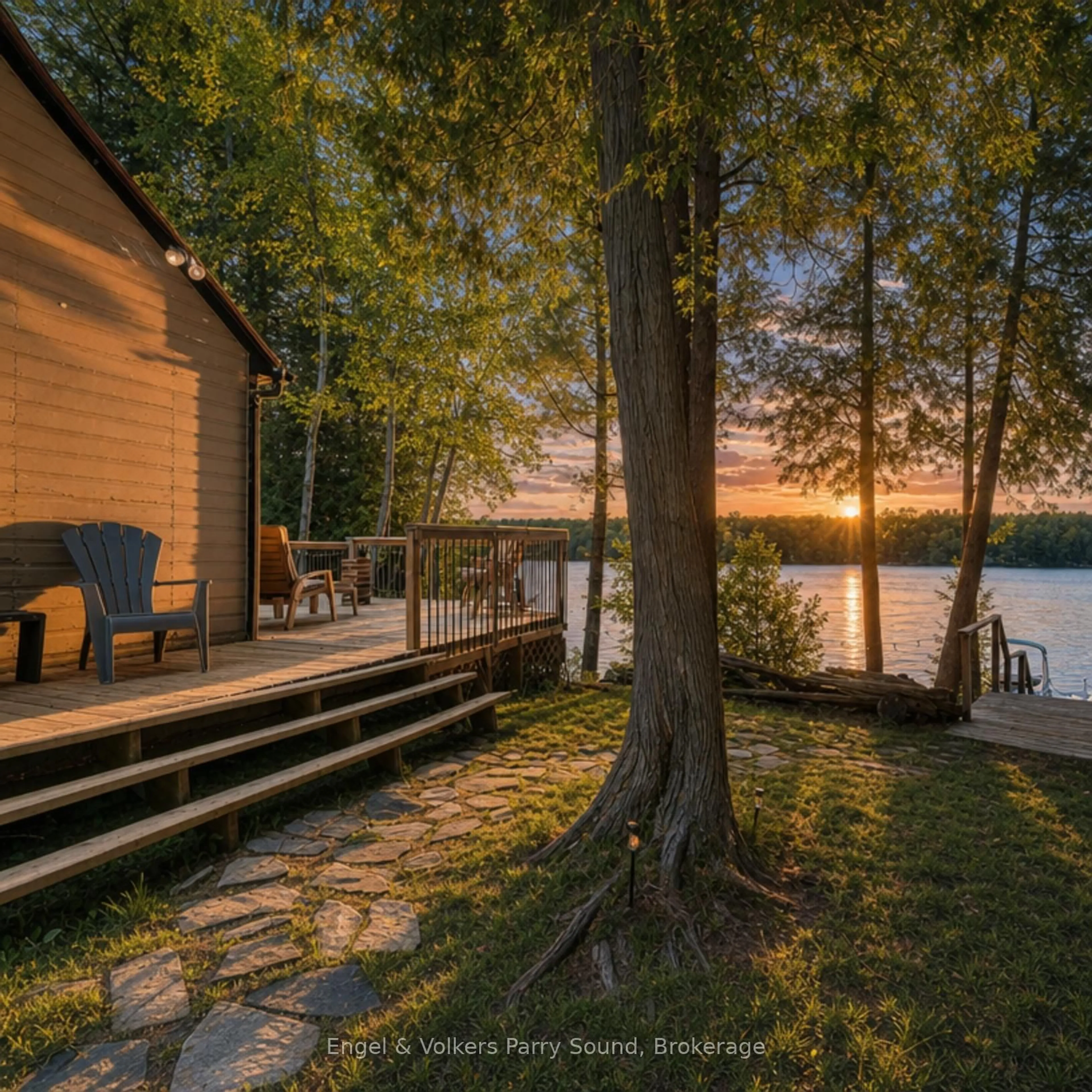 Patio, water/lake/river/ocean view for 52 Island B, McDougall Ontario P2A 2W7
