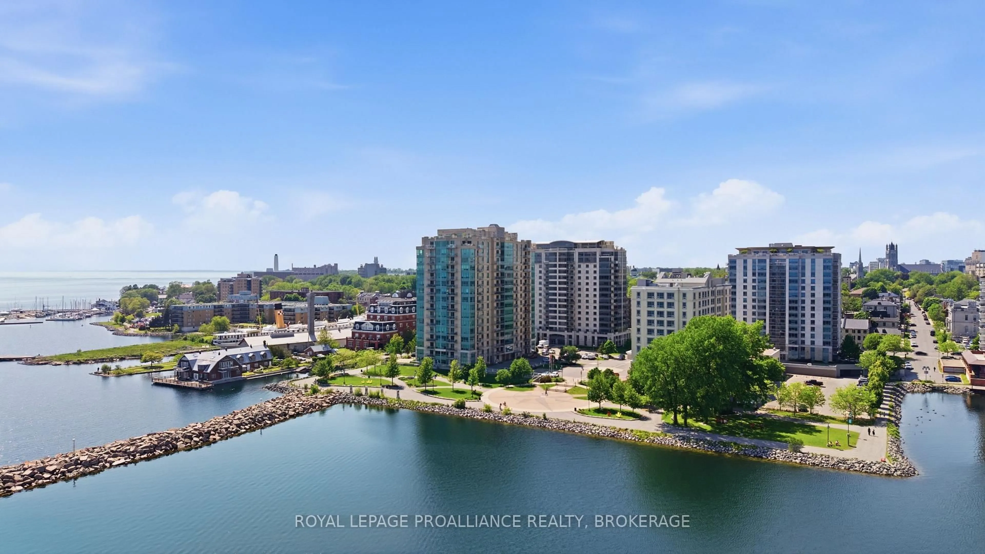 A pic from outside/outdoor area/front of a property/back of a property/a pic from drone, water/lake/river/ocean view for 5 Gore St #801, Kingston Ontario K7L 0A1