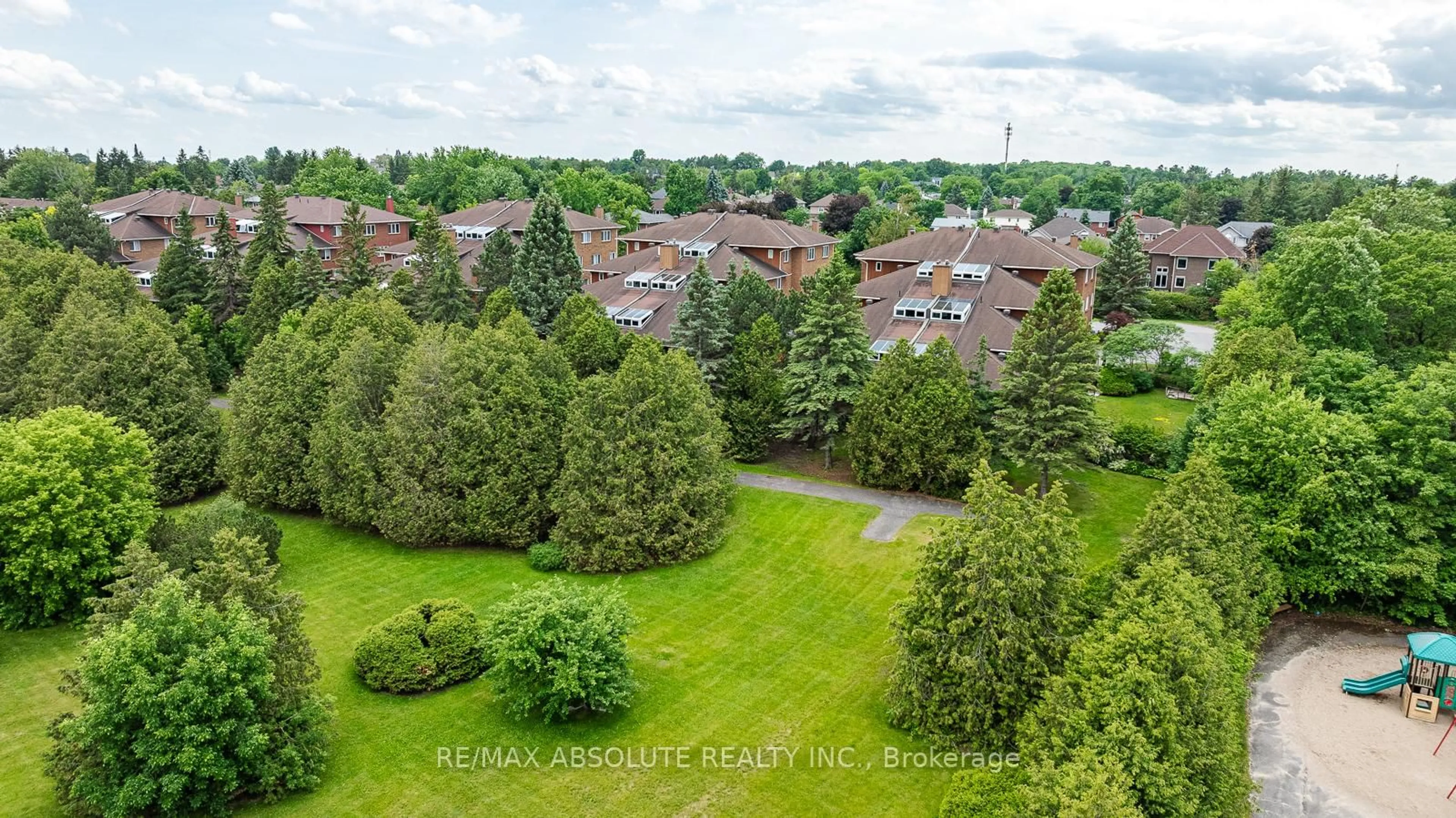 A pic from outside/outdoor area/front of a property/back of a property/a pic from drone, forest/trees view for 206 Stratas Crt, Ottawa Ontario K2L 3K5