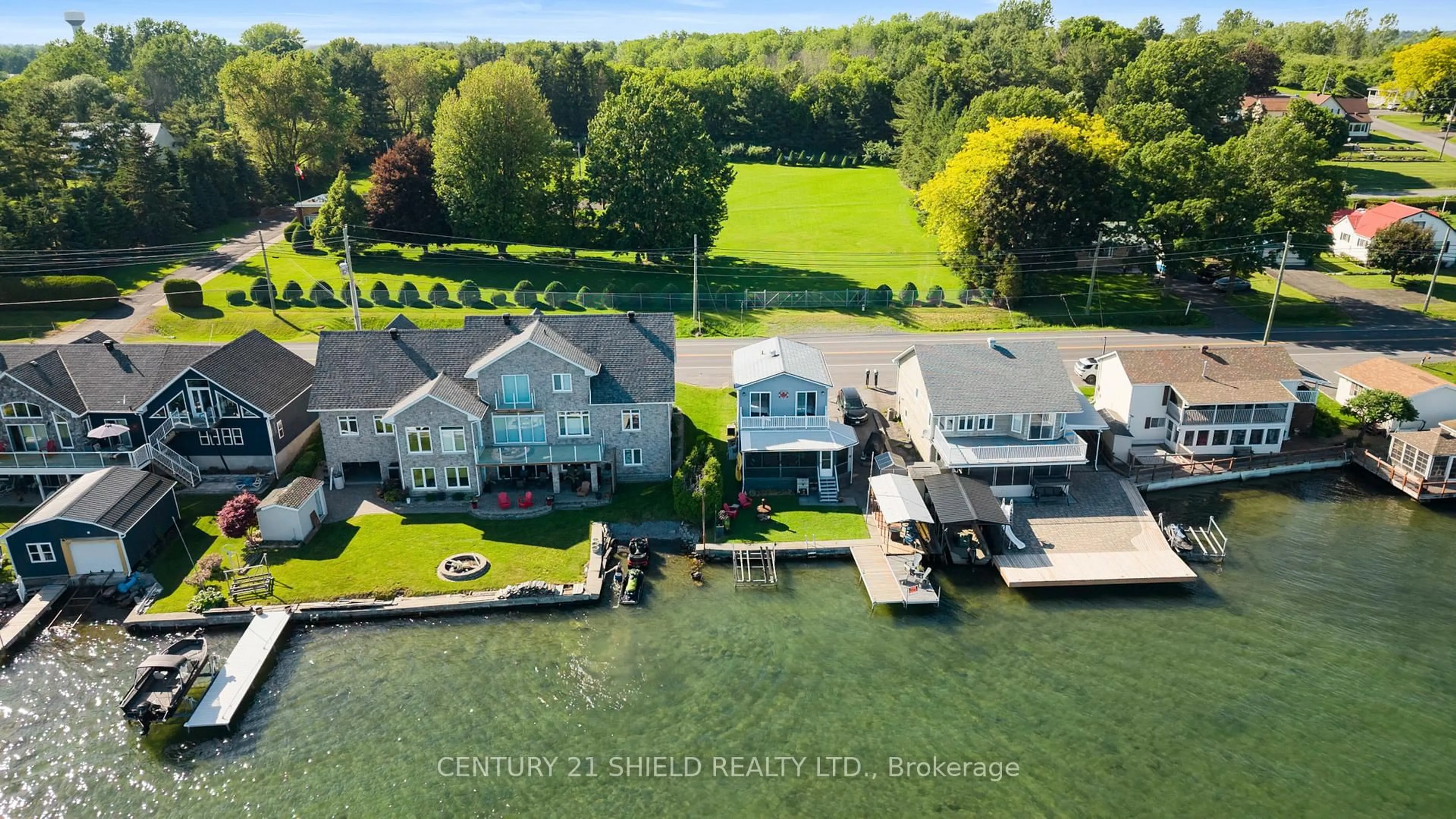 A pic from outside/outdoor area/front of a property/back of a property/a pic from drone, water/lake/river/ocean view for 18438 COUNTY RD 2 Rd, South Glengarry Ontario K6H 5R1