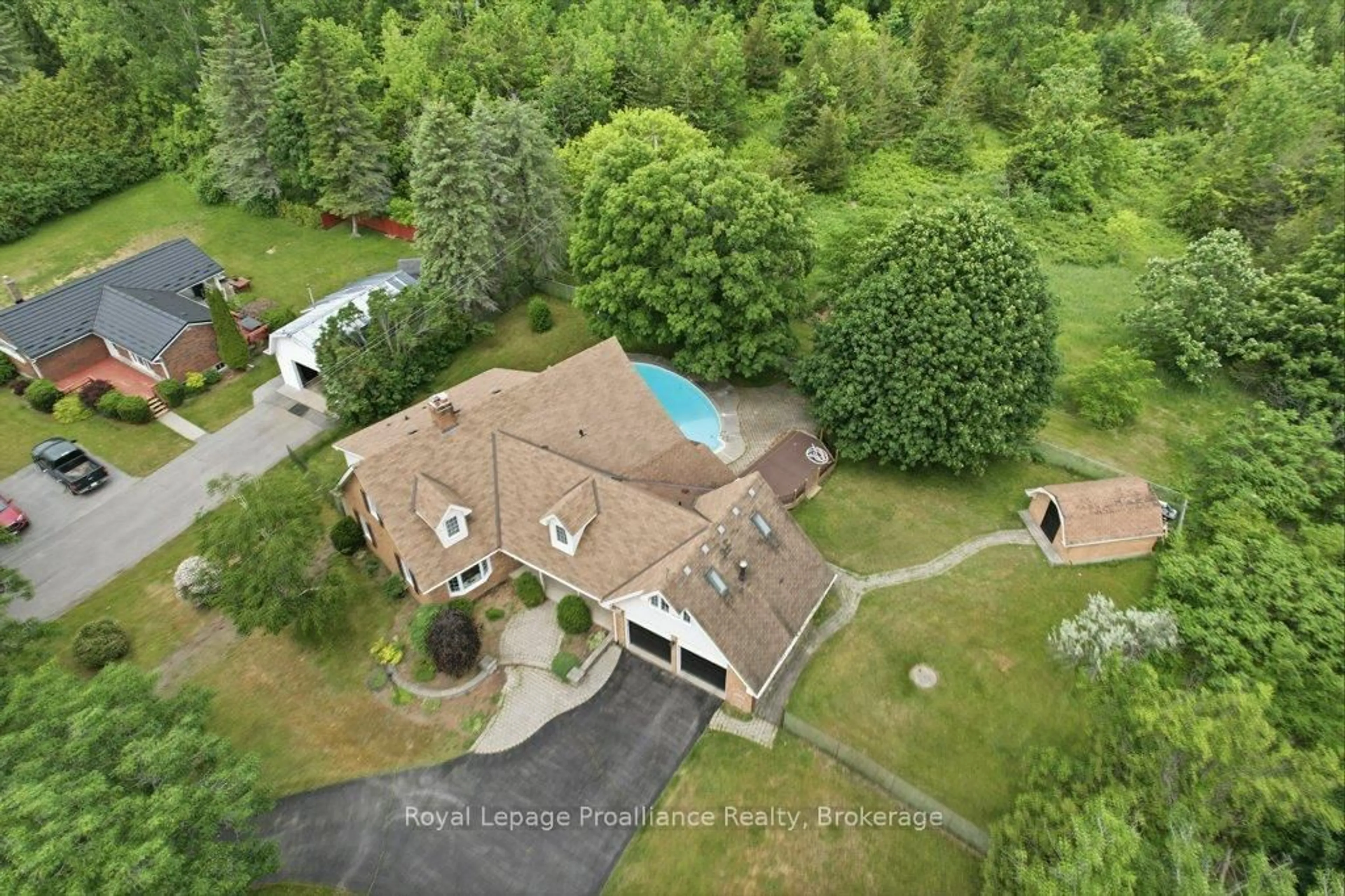 A pic from outside/outdoor area/front of a property/back of a property/a pic from drone, water/lake/river/ocean view for 218 Lock Rd, Quinte West Ontario K8V 5P6