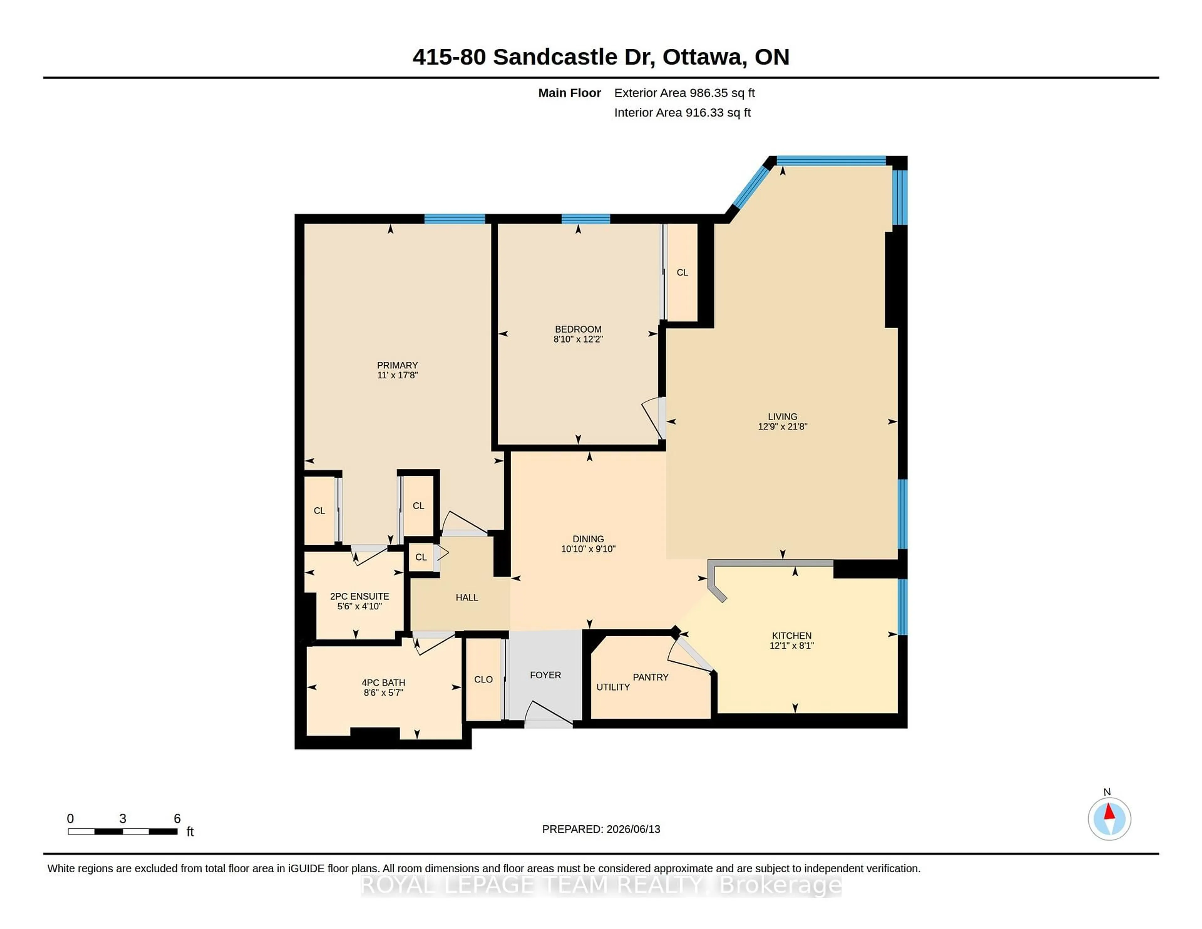 Floor plan for 80 SANDCASTLE Dr #415, Ottawa Ontario K2H 9E7