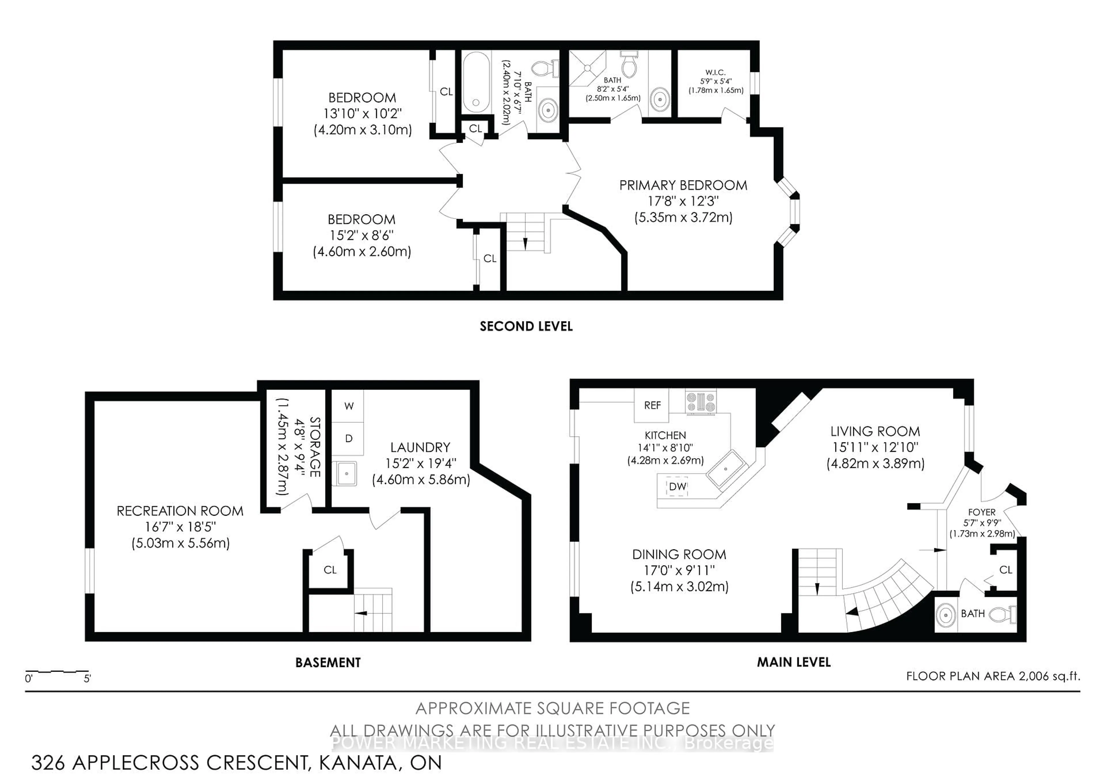 Floor plan for 326 Applecross Cres, Ottawa Ontario K2K 0C4