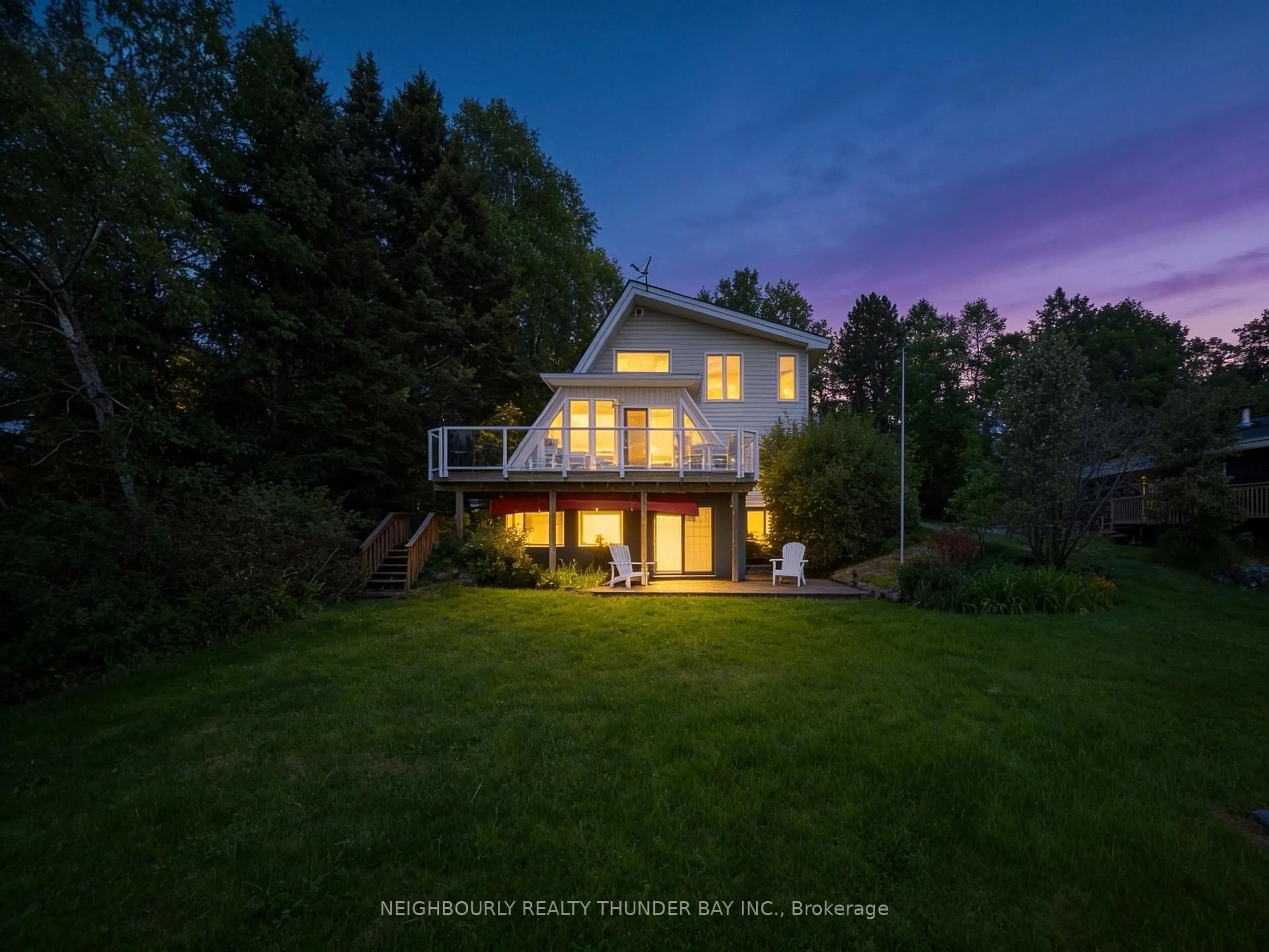 A pic from outside/outdoor area/front of a property/back of a property/a pic from drone, water/lake/river/ocean view for 1229 Grandview Beach Dr, Shuniah Ontario P7A 0B7