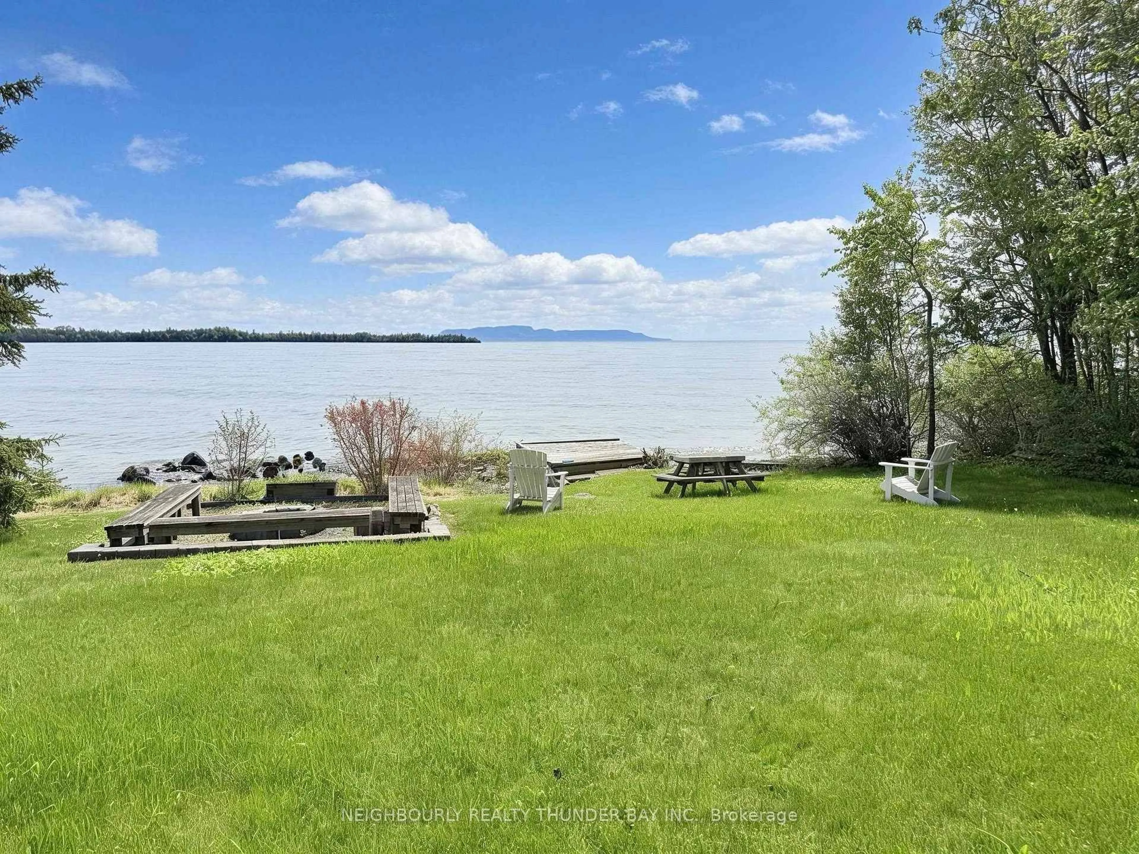 A pic from outside/outdoor area/front of a property/back of a property/a pic from drone, water/lake/river/ocean view for 1229 Grandview Beach Dr, Shuniah Ontario P7A 0B7