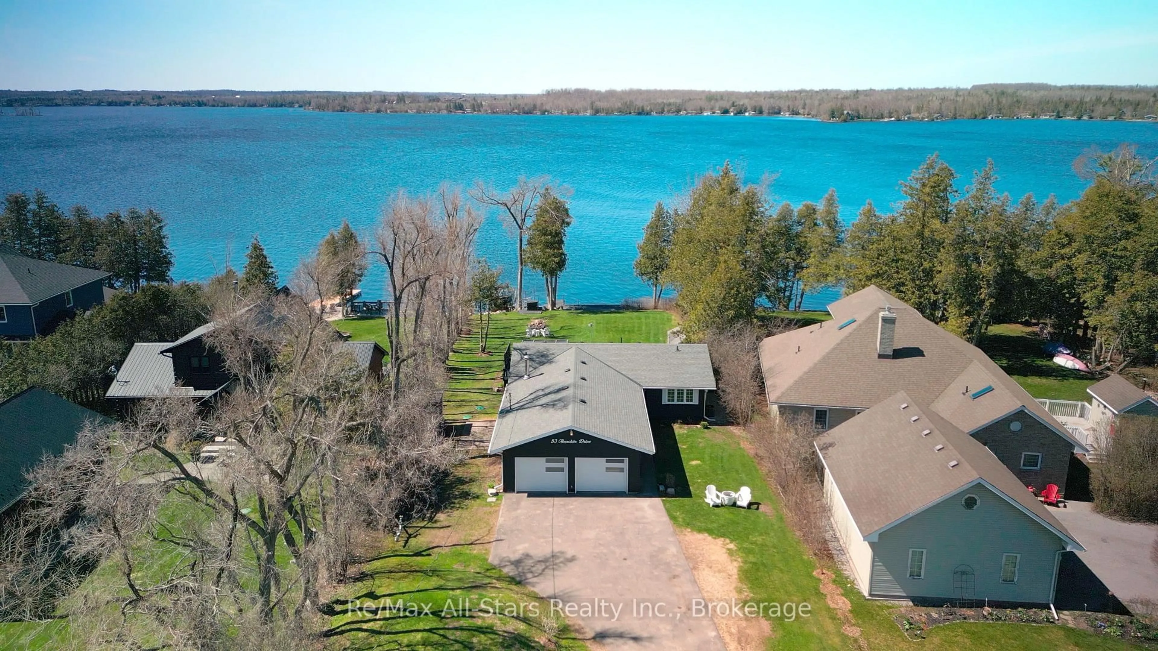 A pic from outside/outdoor area/front of a property/back of a property/a pic from drone, water/lake/river/ocean view for 53 Meachin Dr, Kawartha Lakes Ontario K0M 1L0