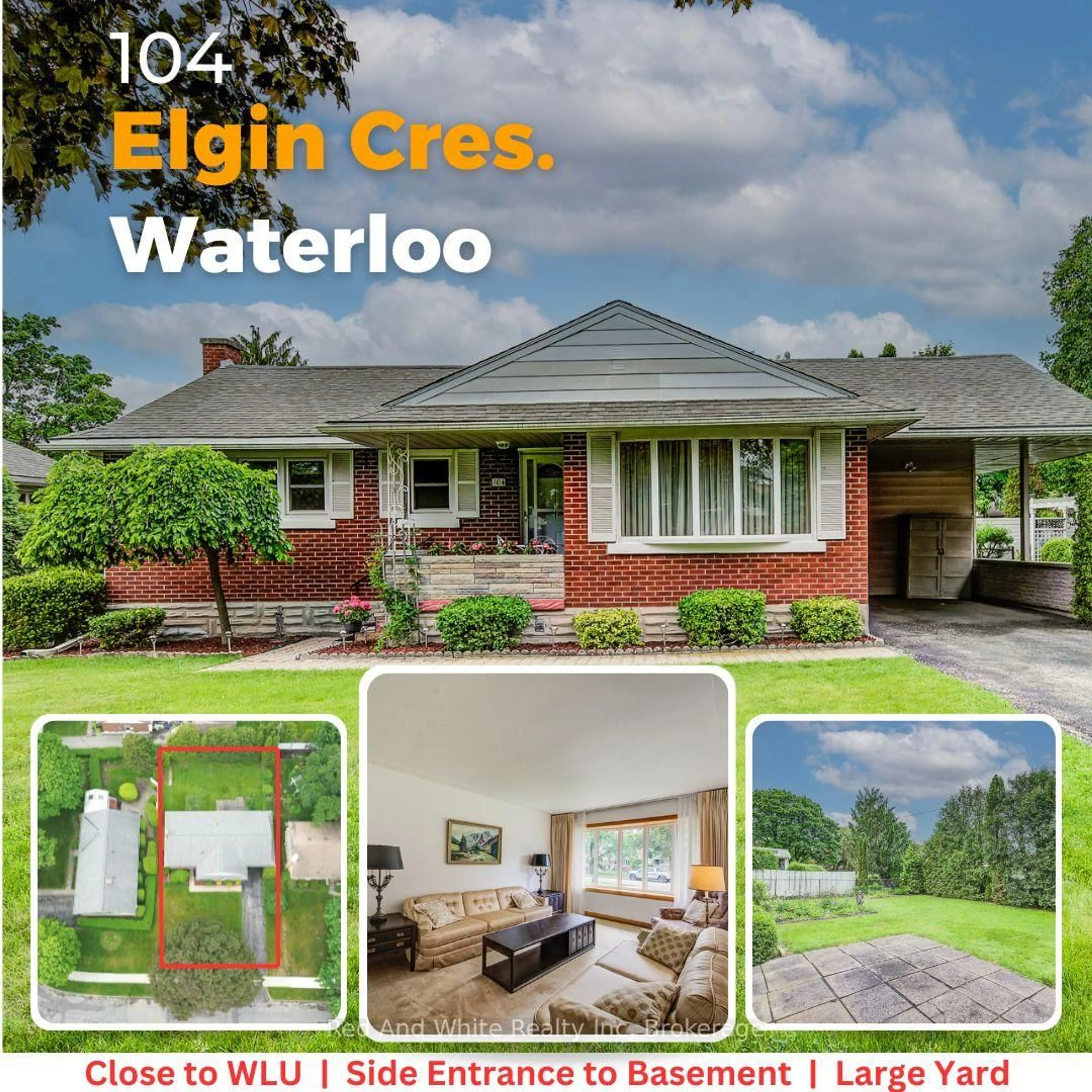 A pic from outside/outdoor area/front of a property/back of a property/a pic from drone, water/lake/river/ocean view for 104 Elgin Cres, Waterloo Ontario N2J 2S2