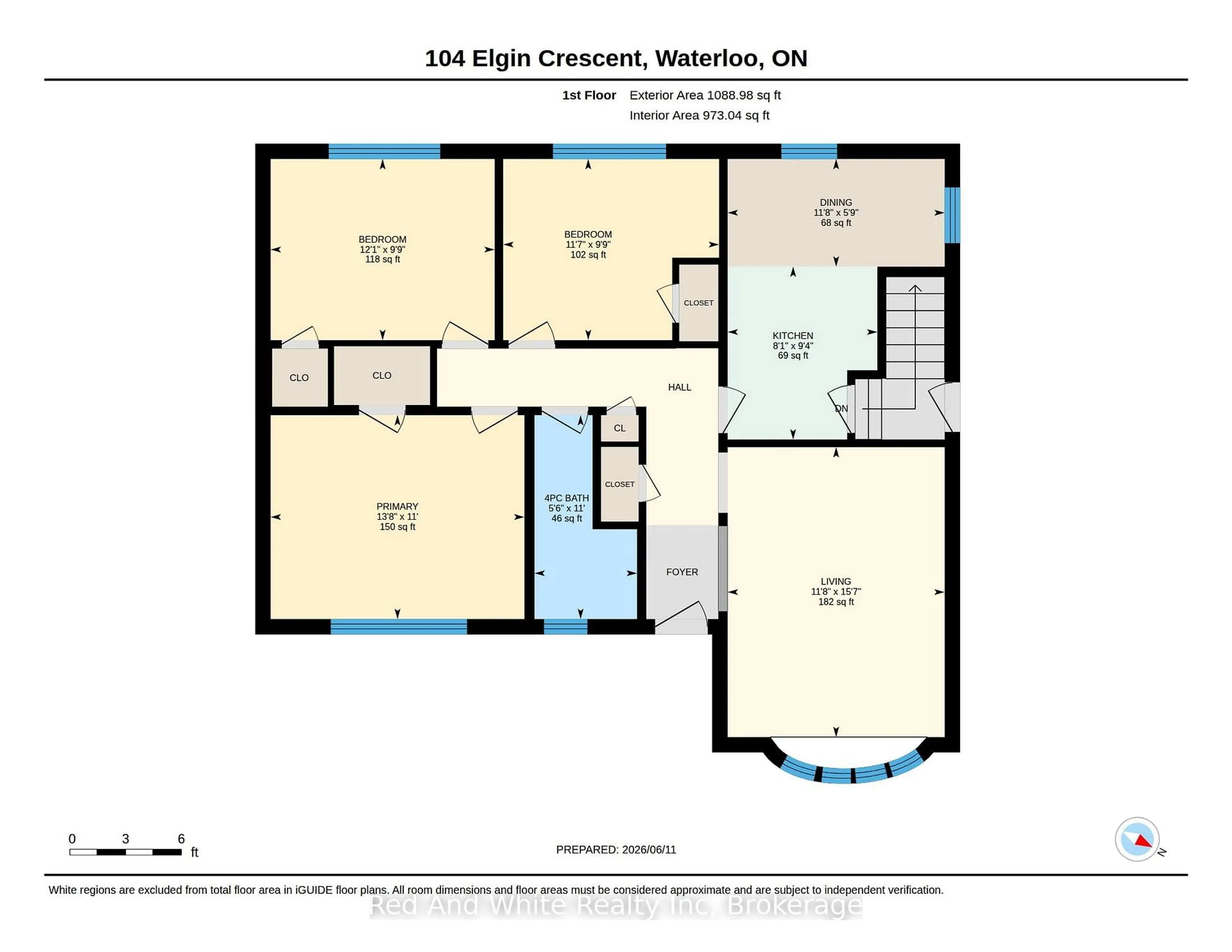Floor plan for 104 Elgin Cres, Waterloo Ontario N2J 2S2