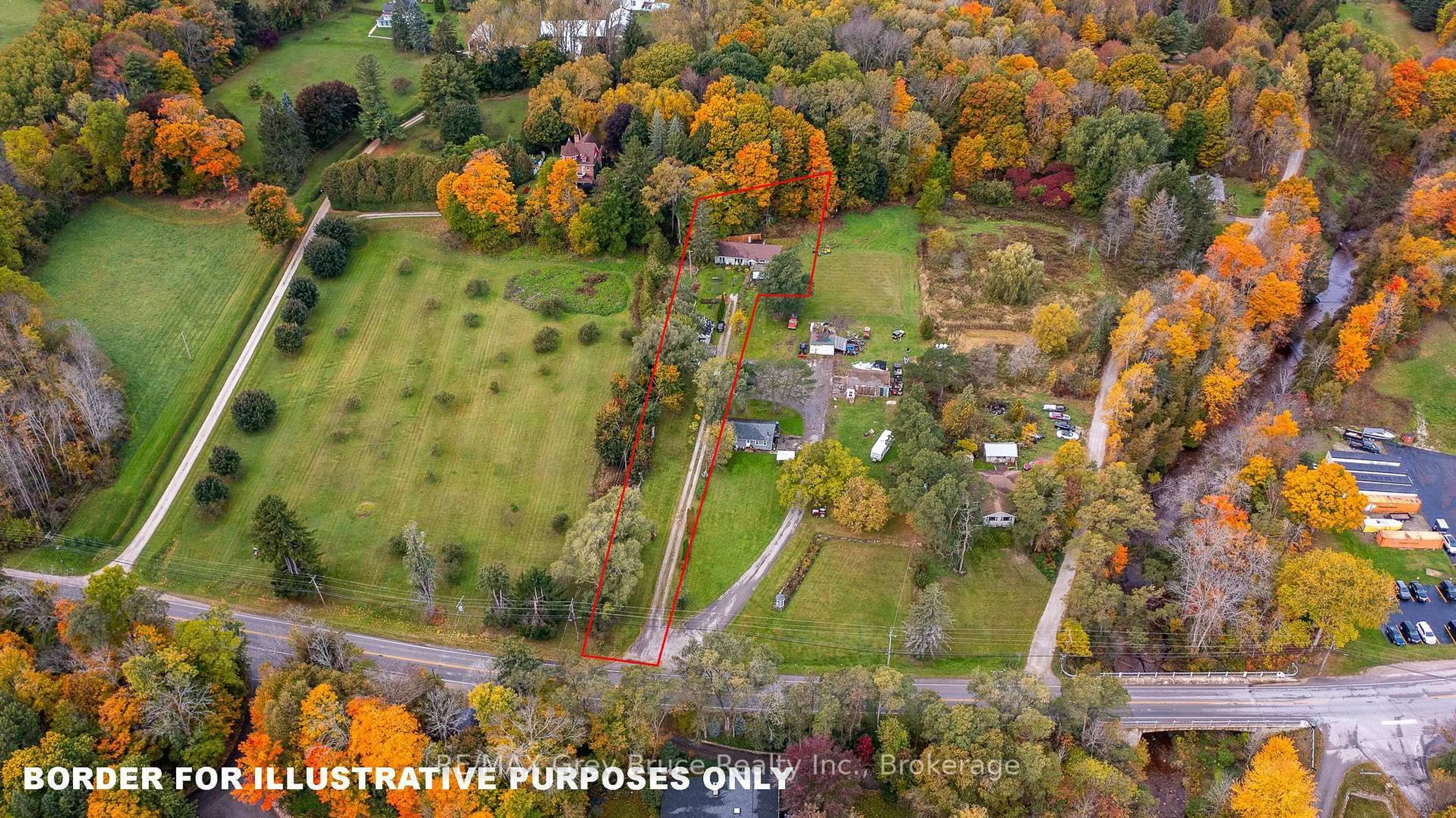 A pic from outside/outdoor area/front of a property/back of a property/a pic from drone, street for 318588 GREY RD 1, Georgian Bluffs Ontario N4K 5N4