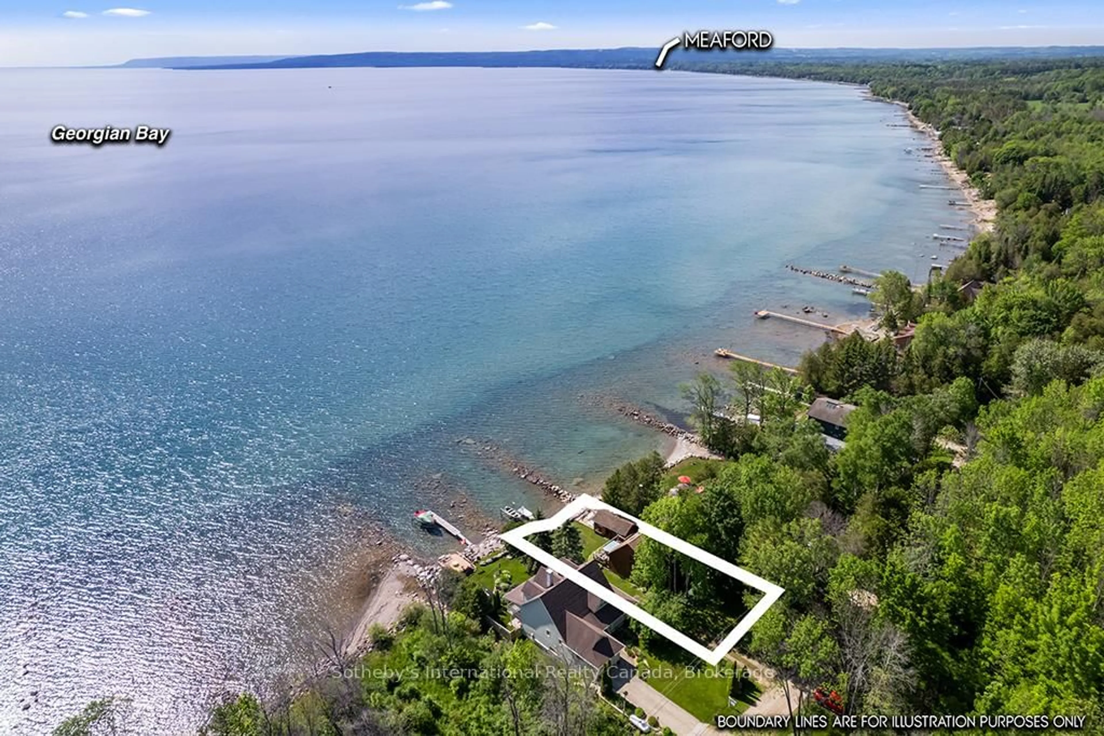 A pic from outside/outdoor area/front of a property/back of a property/a pic from drone, water/lake/river/ocean view for 259 Cedar Ave, Meaford Ontario N4L 1W5