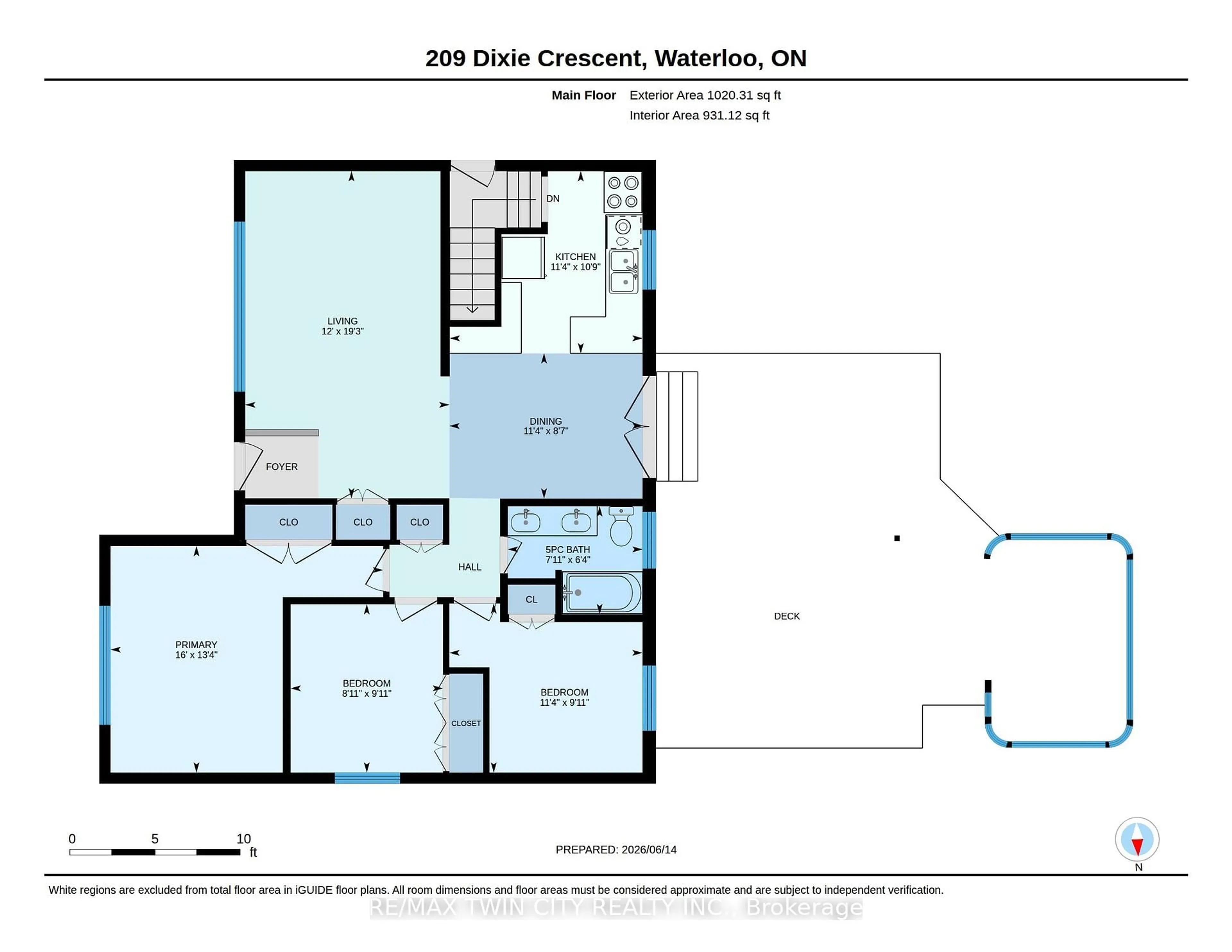 Floor plan for 209 Dixie Cres, Waterloo Ontario N2J 3K9