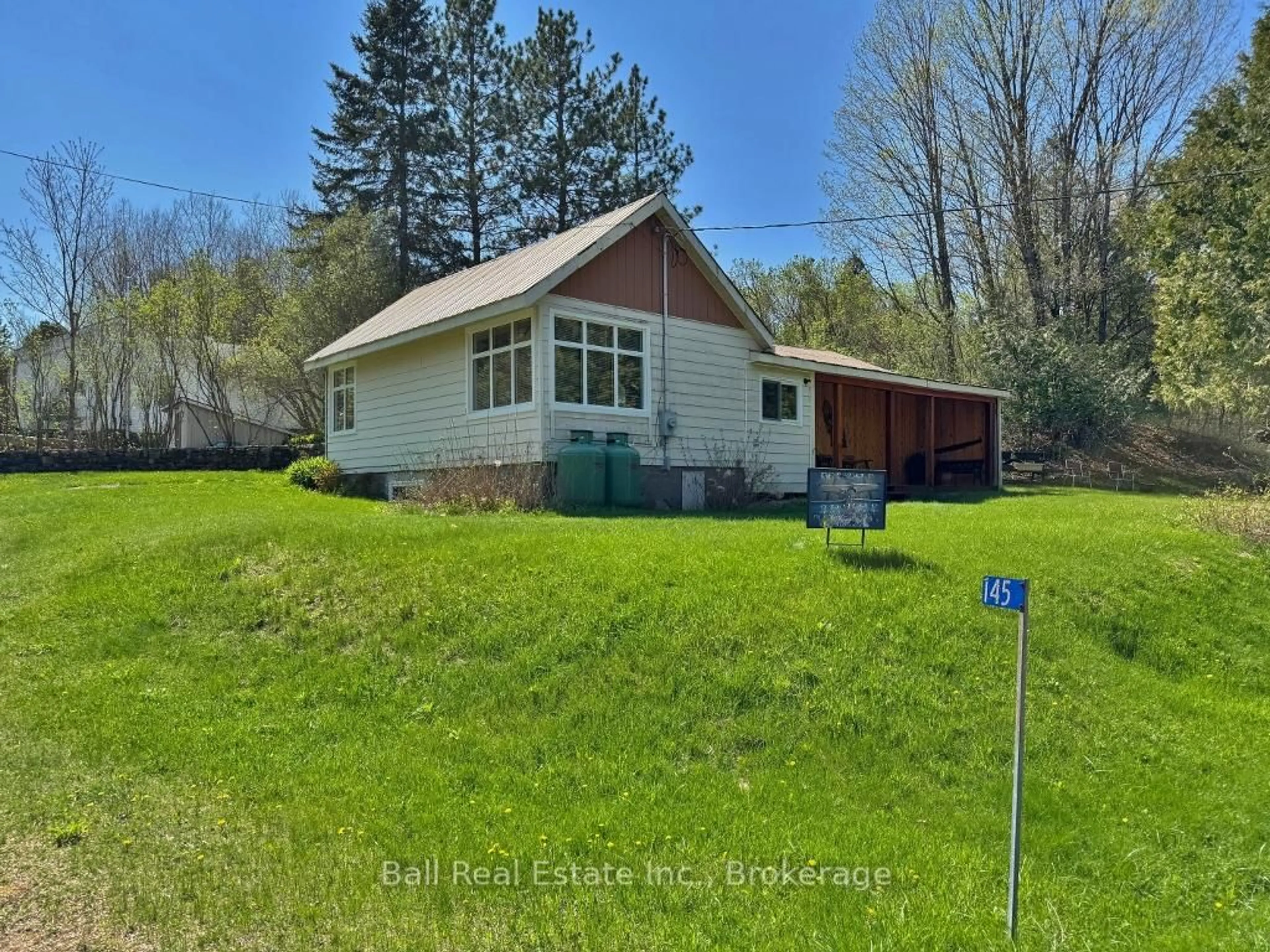 A pic from outside/outdoor area/front of a property/back of a property/a pic from drone, water/lake/river/ocean view for 145 Old L'Amable Rd, Bancroft Ontario K0L 1C0