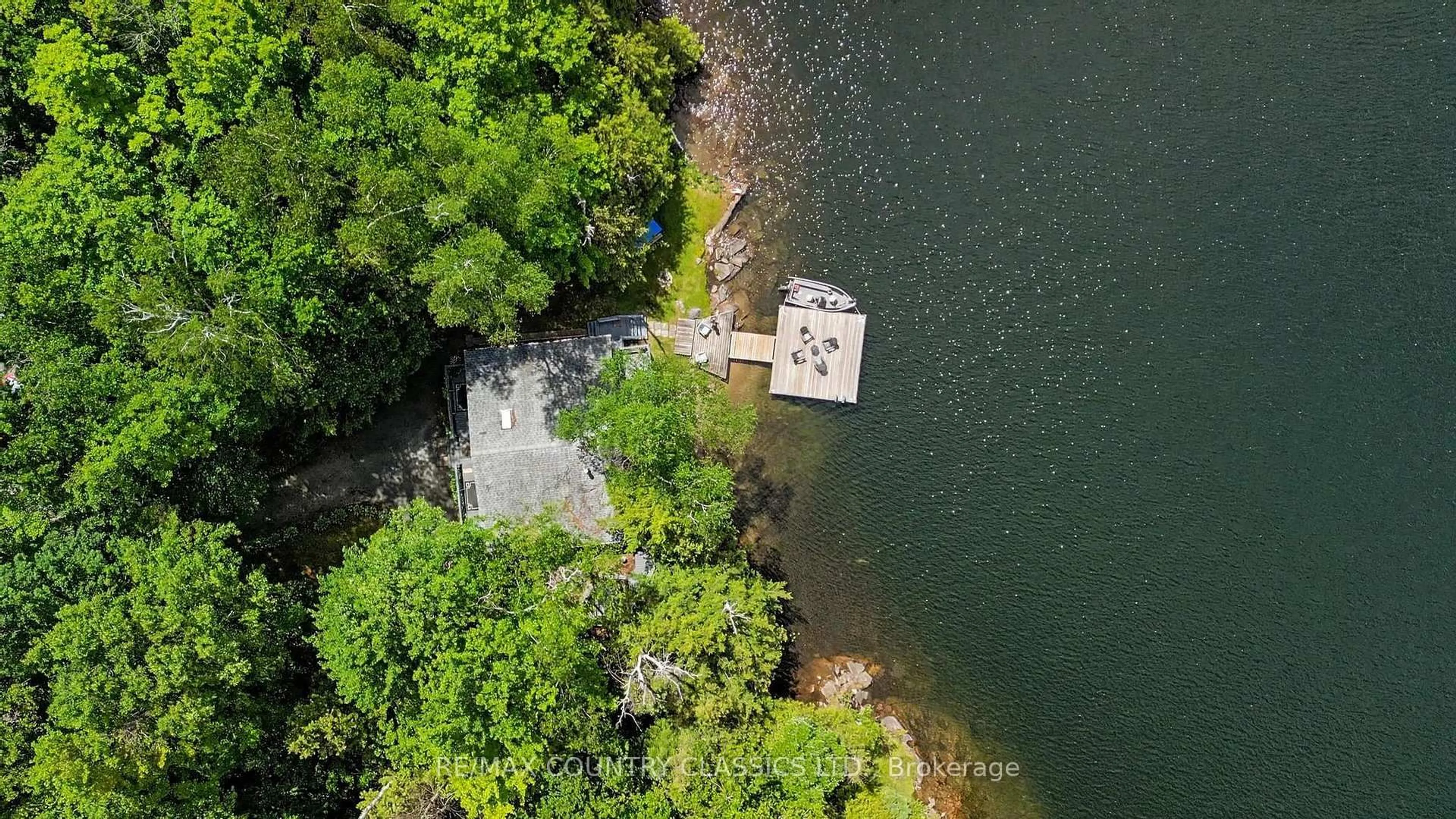 A pic from outside/outdoor area/front of a property/back of a property/a pic from drone, water/lake/river/ocean view for 287 Doc Evans Rd, North Kawartha Ontario K0L 1A0